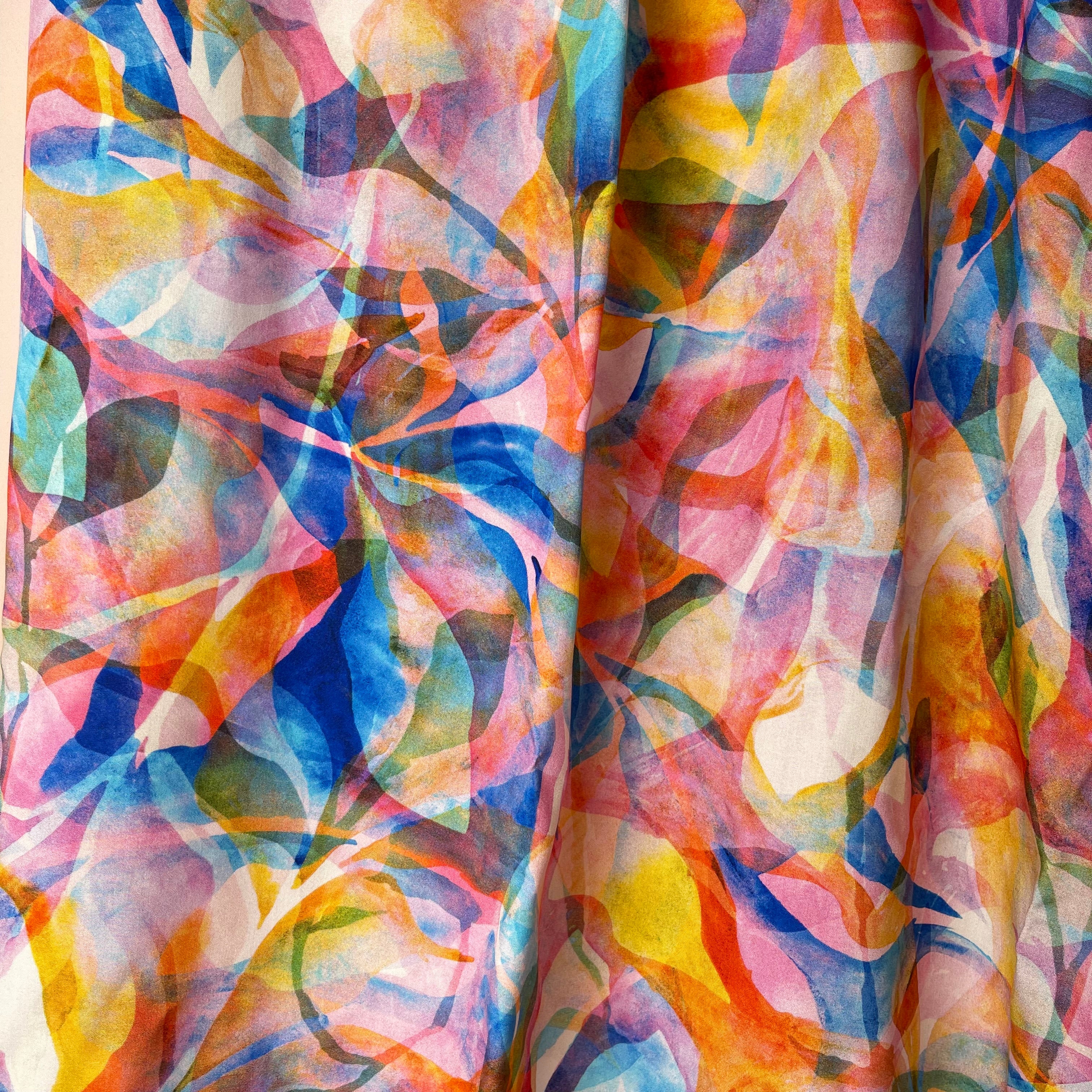 Summer Party - Painted Foliage Sunrise Original Viscose Fabric