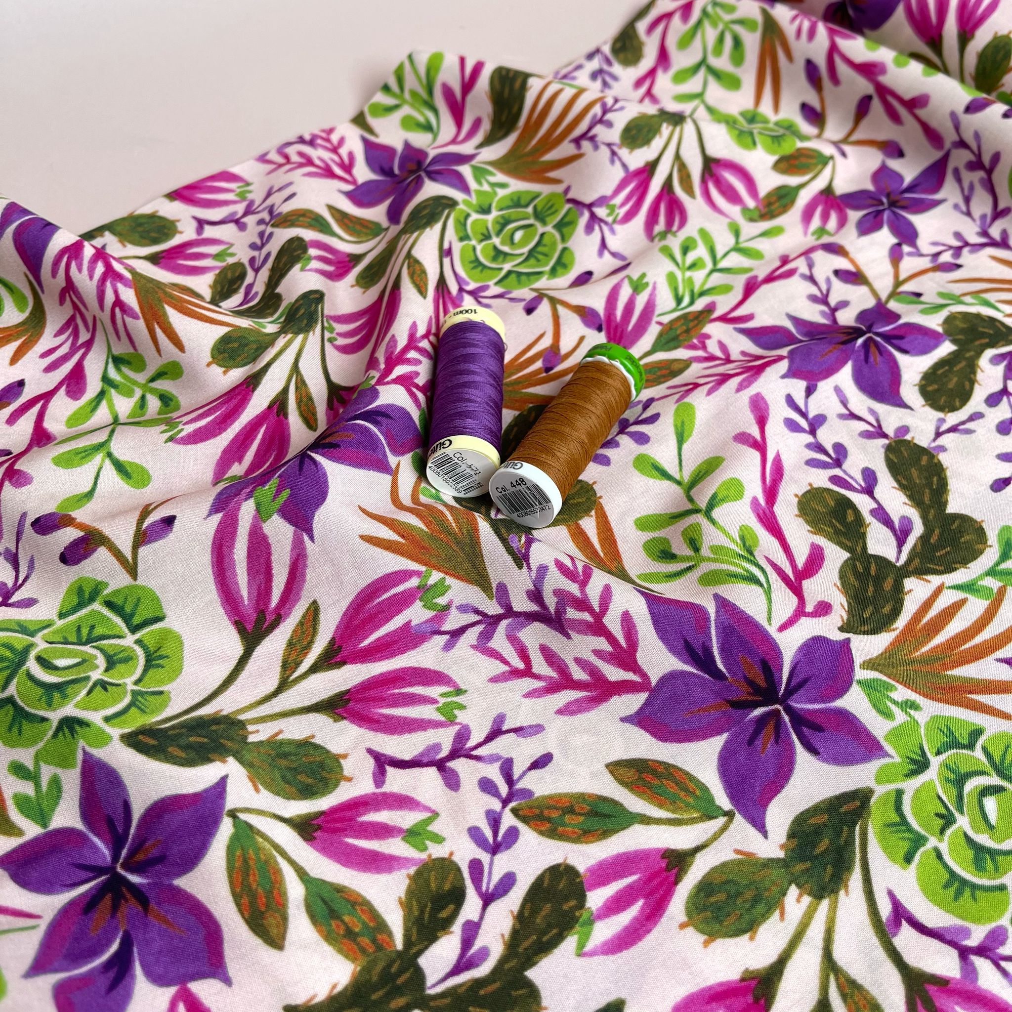 Succulent Blossoms LENZING™ ECOVERO™ Viscose Fabric