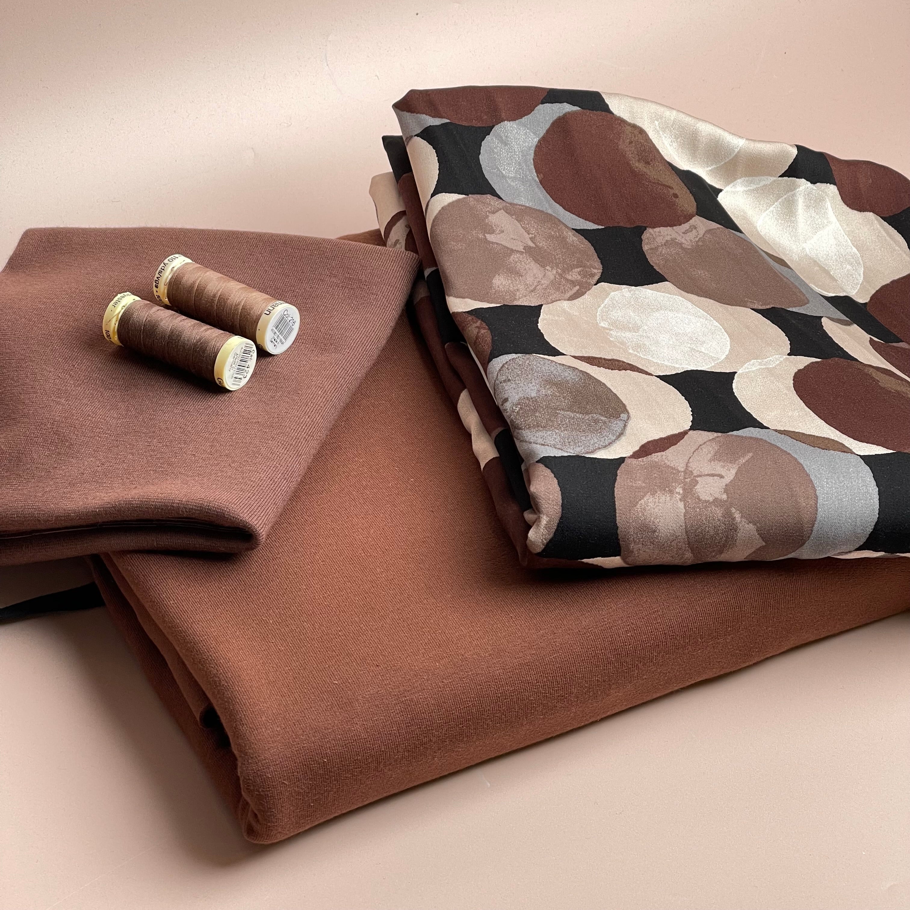 REMNANT 0.47 Metre - Brushed Cotton Sweat-shirting in Brown