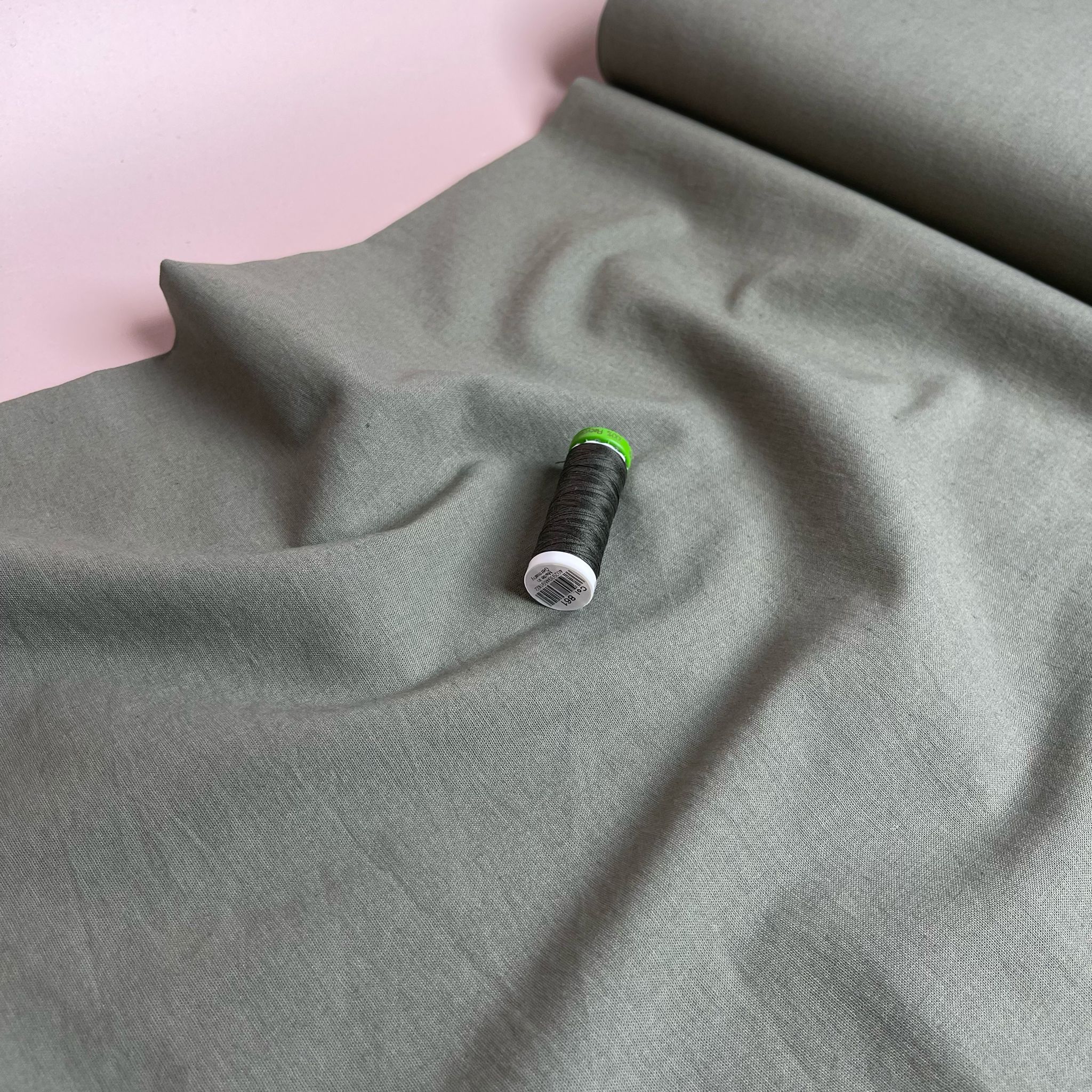 REMNANT 0.63 Metre - Sorona Linen in Khaki - New Eco Linen Blend Fabric