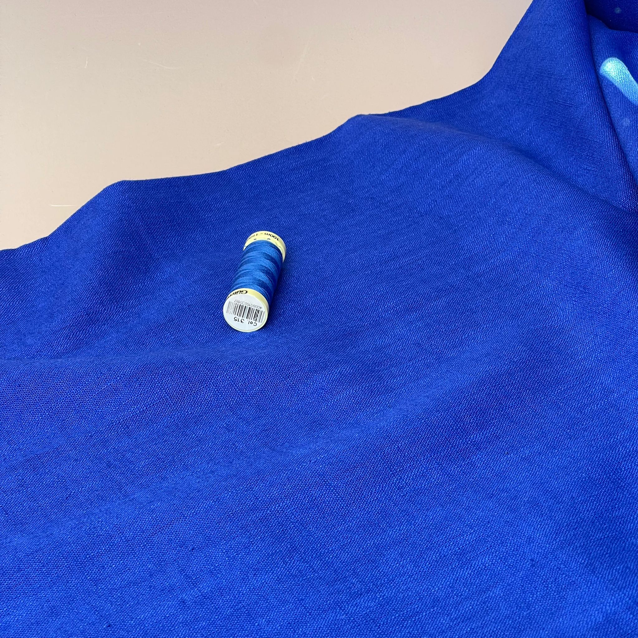 Breeze Royal Blue - Enzyme Washed Linen Cotton Fabric