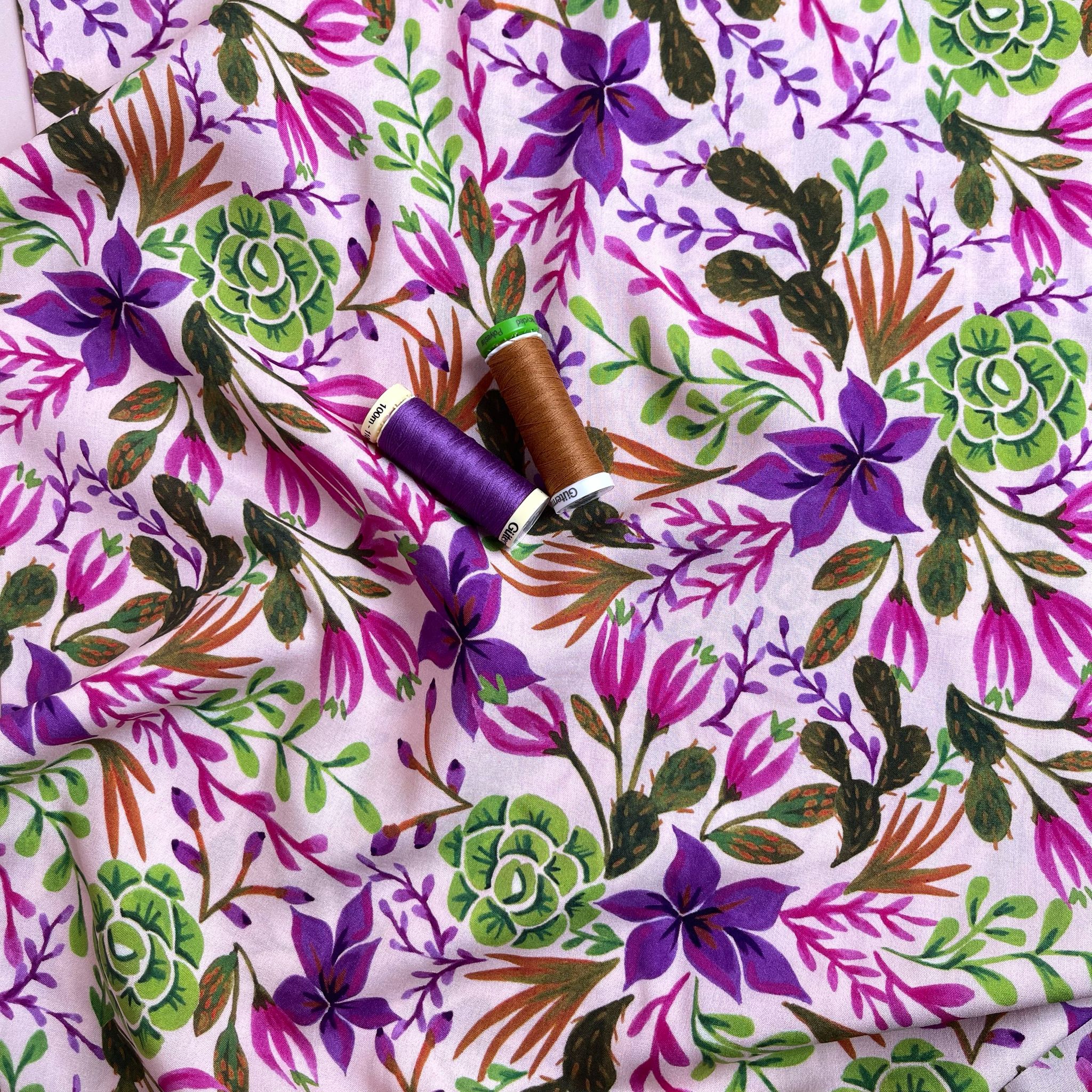 Succulent Blossoms LENZING™ ECOVERO™ Viscose Fabric