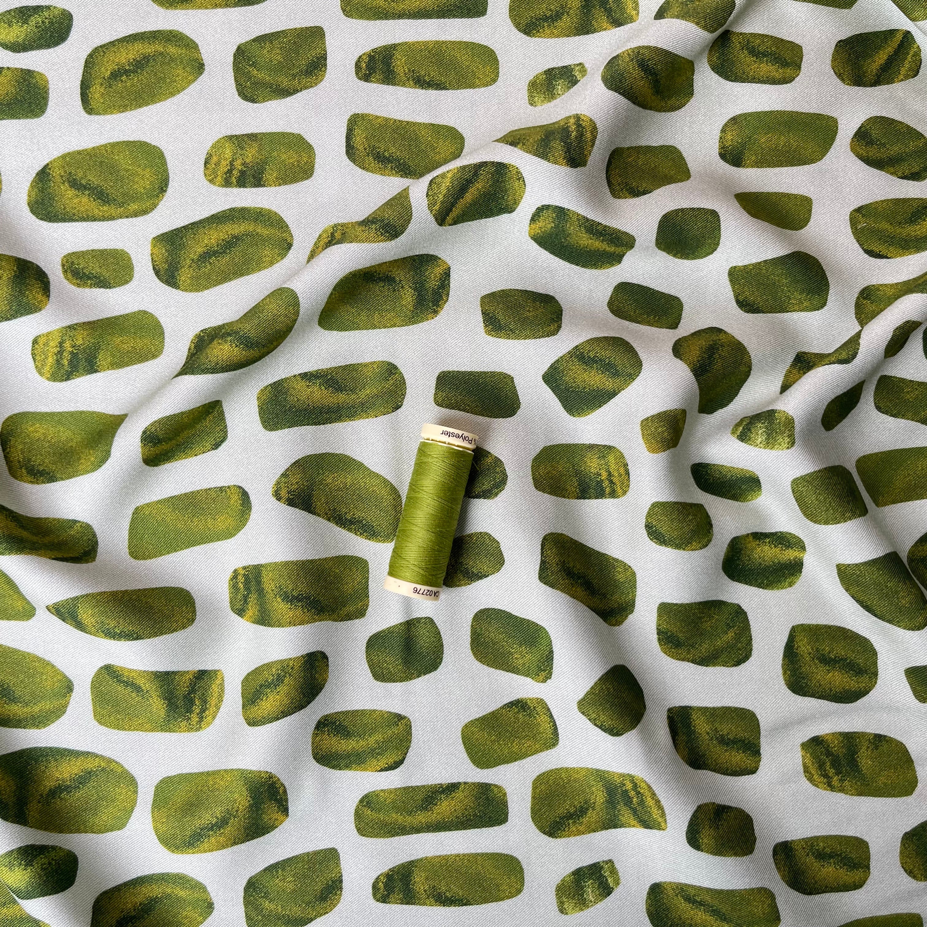 Light & Lush - Mossy Pebbles Viscose Twill Fabric