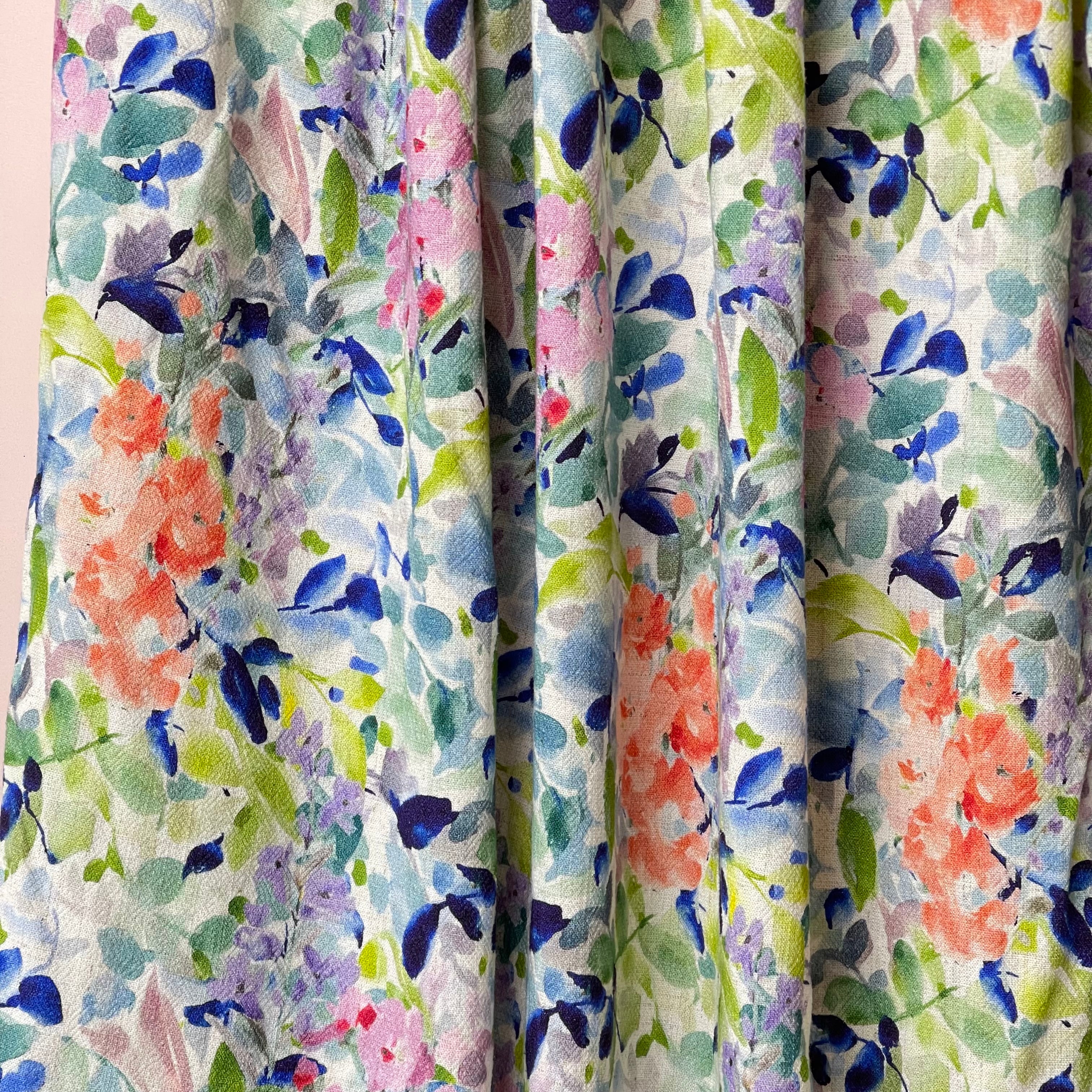 Summer Flowers Viscose Linen Crepe Fabric