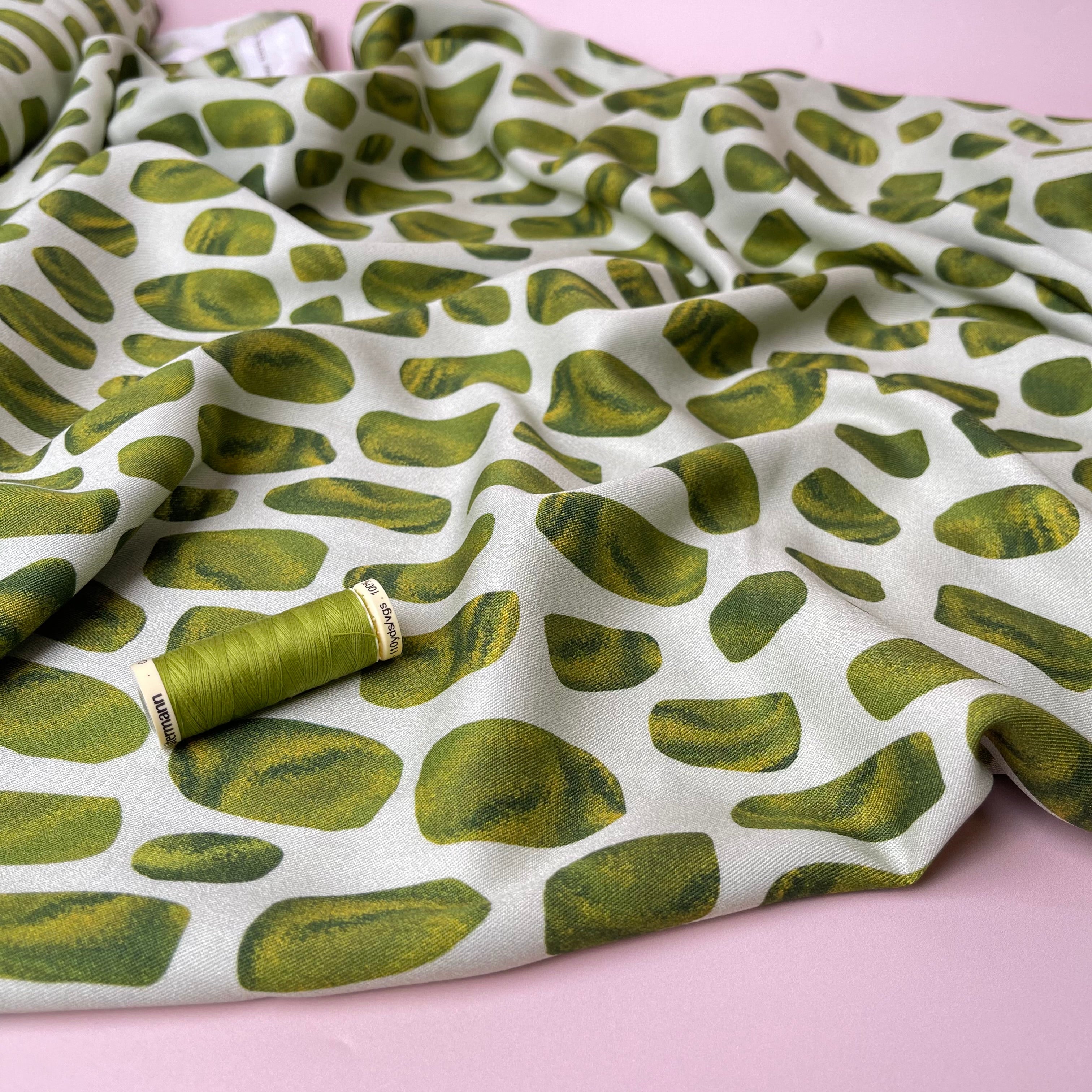 Light & Lush - Mossy Pebbles Viscose Twill Fabric