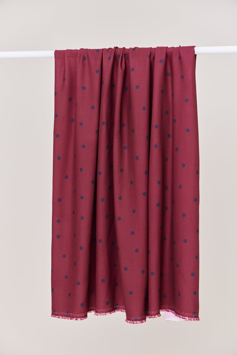 Mind The MAKER - Jolly Dots Fuchsia White ECOVERO™ Viscose Leia Crepe Fabric