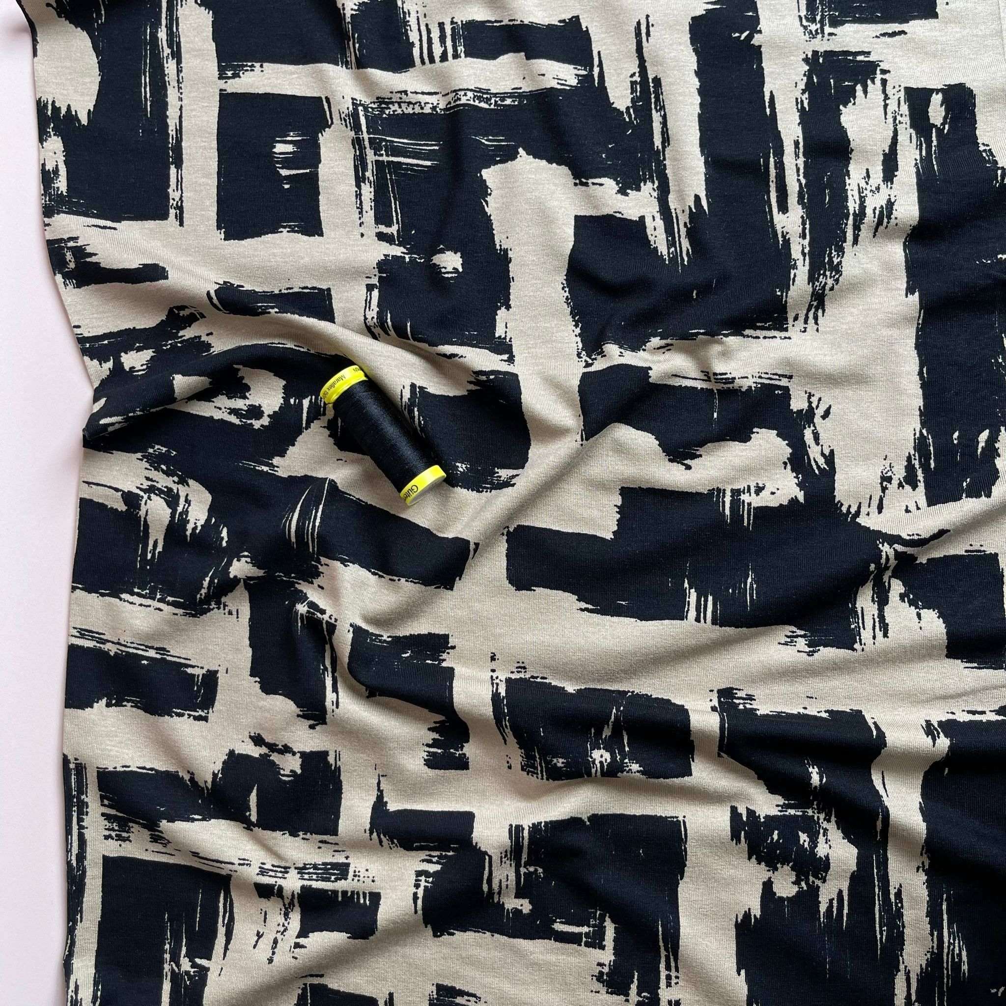 REMNANT 2.76 Metres - Labyrinth in Sand De Luxe Viscose Jersey Fabric