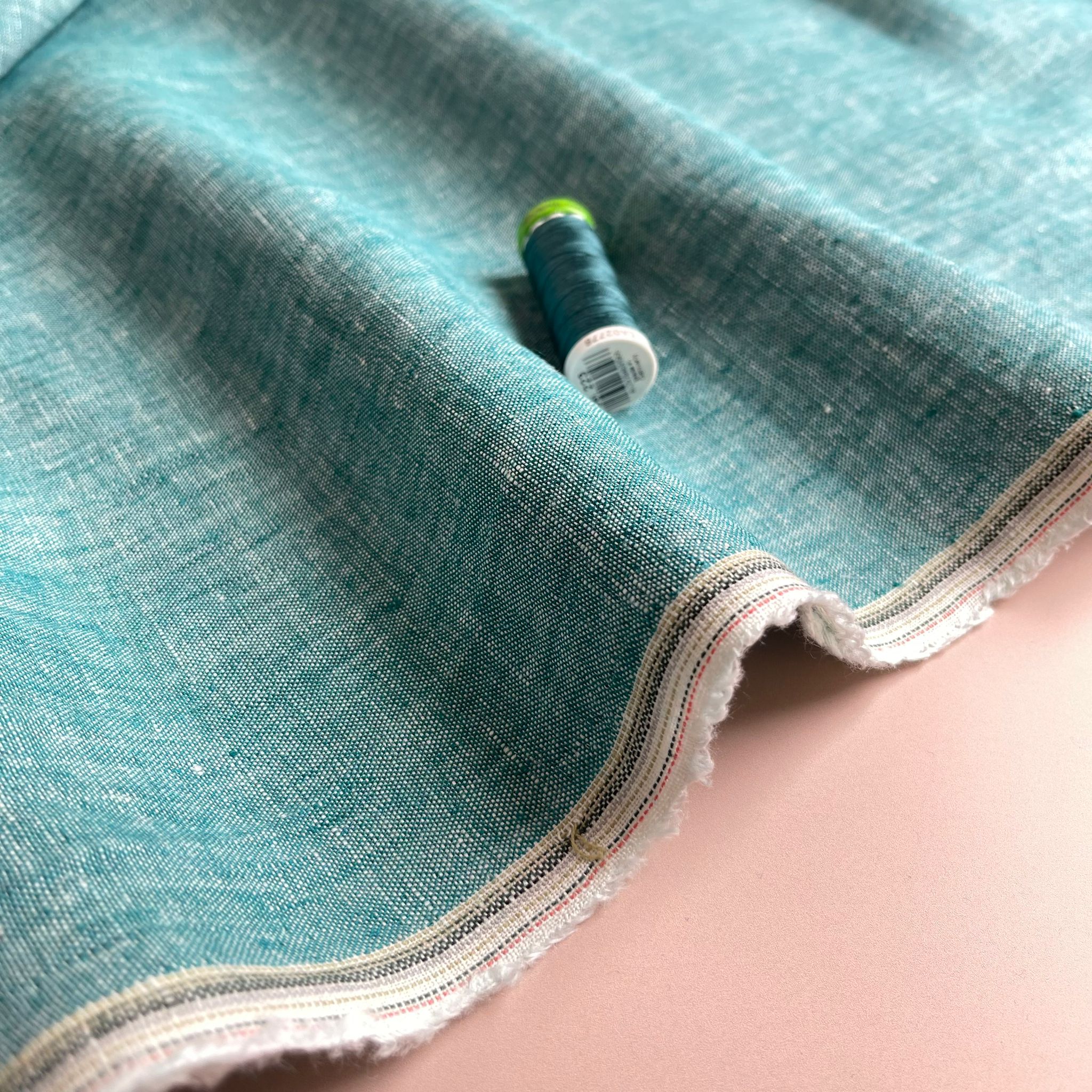 Petrol Yarn Dyed Pure Linen Fabric