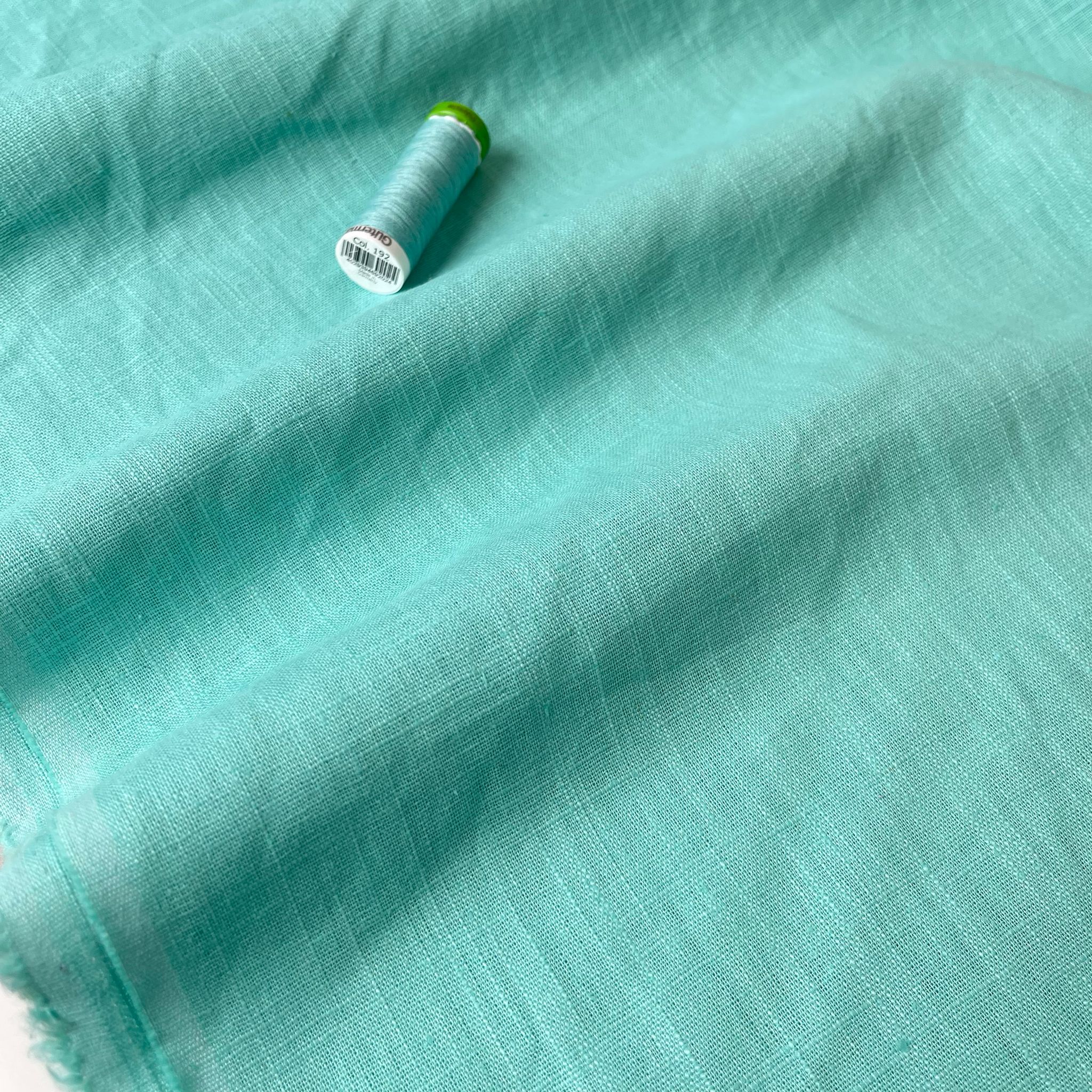 Breeze Spring Mint - Enzyme Washed Pure Linen Fabric