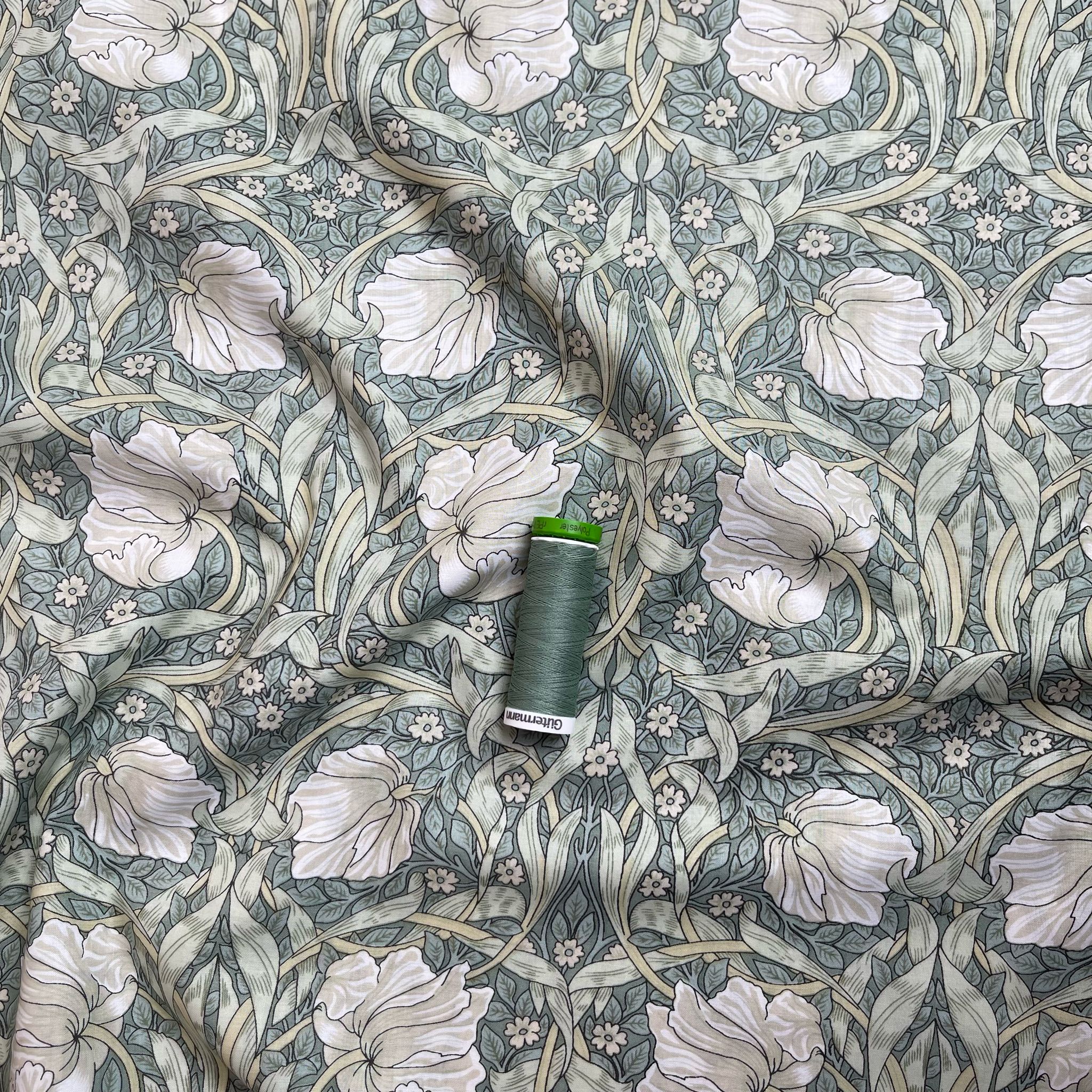 REMNANT 2.18 Metres - Morris Sage Green Cotton Lawn Fabric