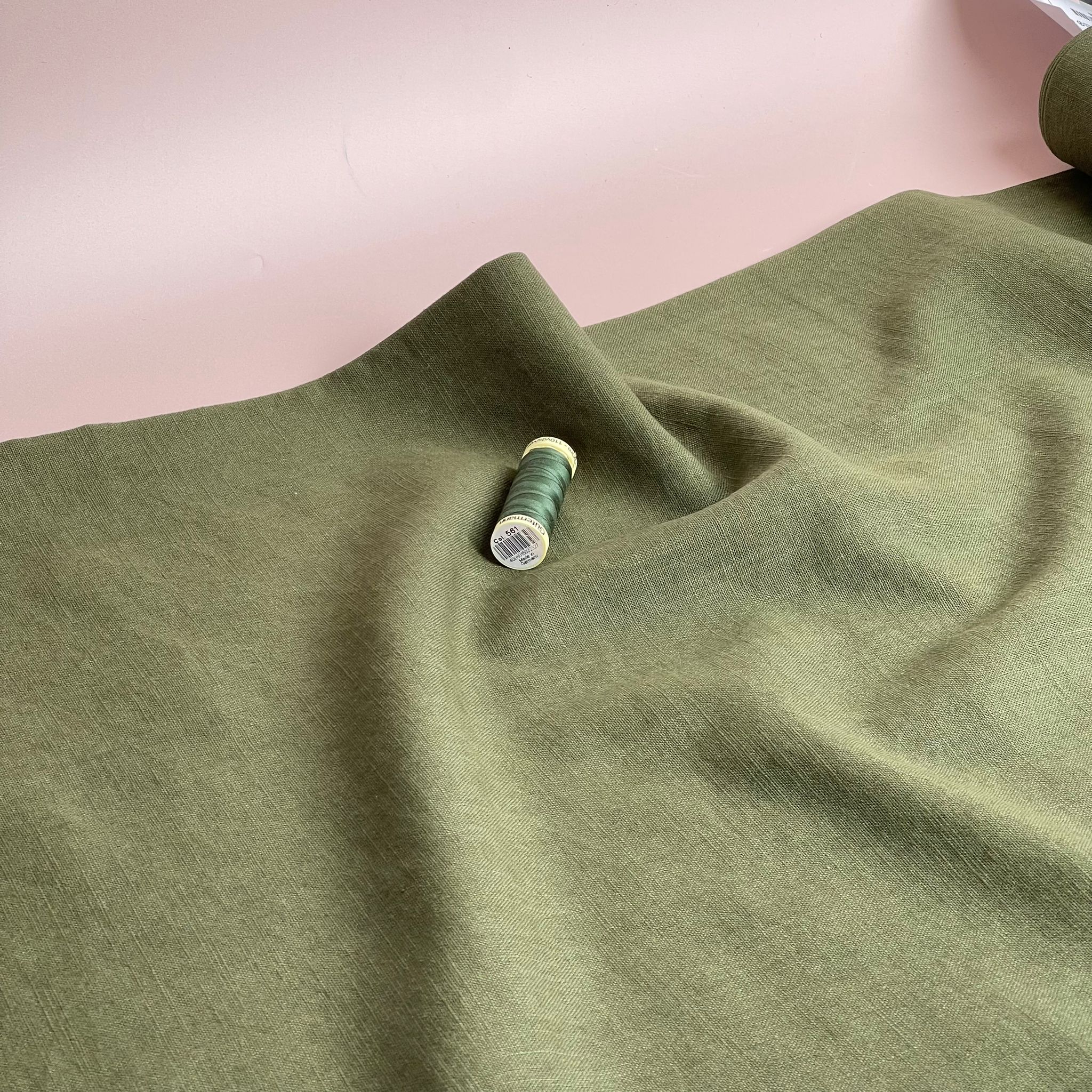 REMNANT 1.74 Metres - Breeze Twist of Lime - Enzyme Washed Linen Cotton Fabric
