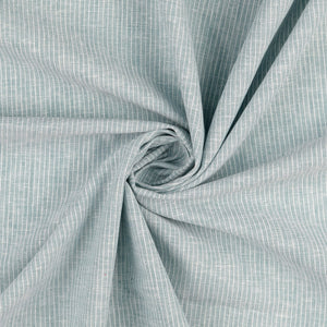 Fine Stripe Aqua Blue Linen Cotton Fabric
