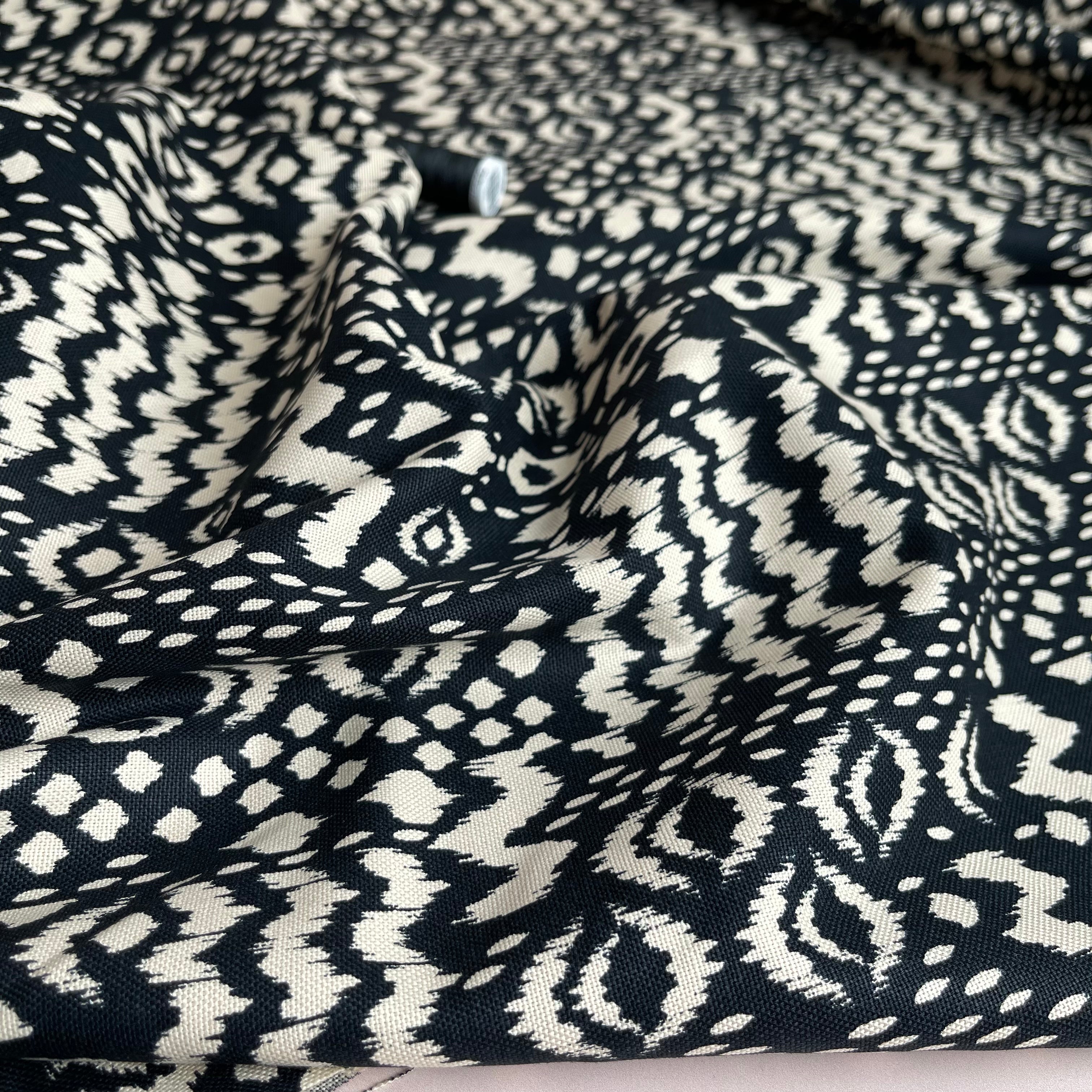 REMNANT 0.45 Metre - Bohemian in Black Cotton Canvas