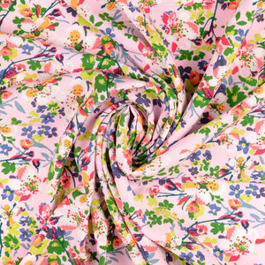 REMNANT 0.75 Metre - Wildflower Pink Viscose Poplin Fabric