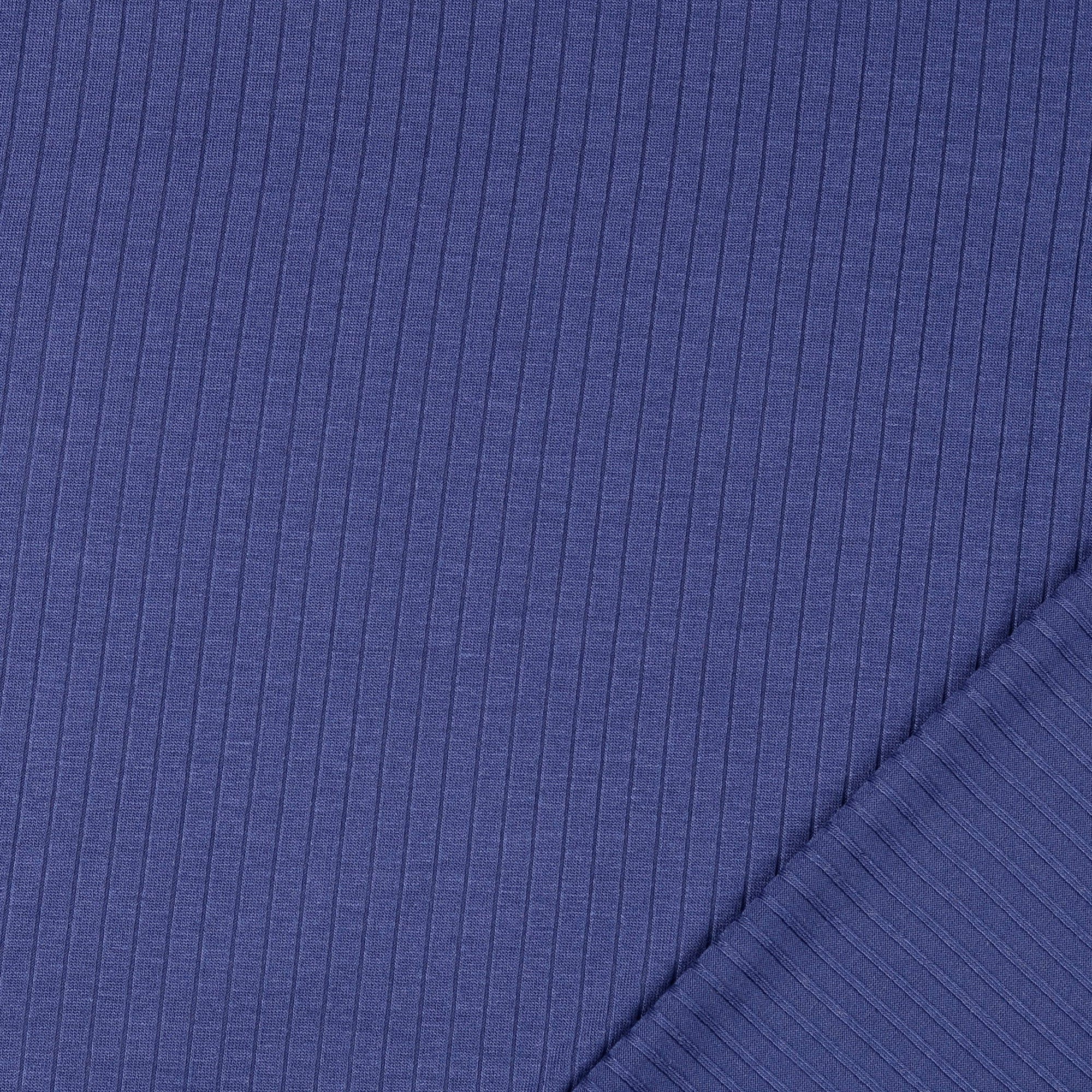 Navy Ribbed Viscose Jersey Fabric
