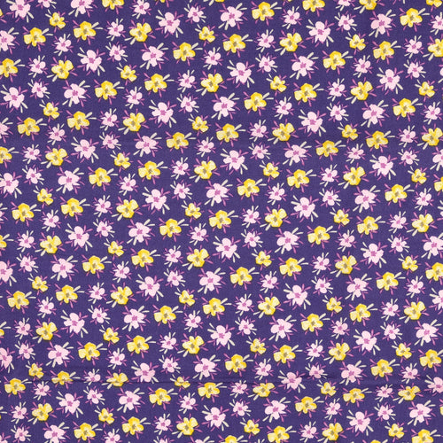 Pretty Petals on Violet Viscose Poplin Fabric