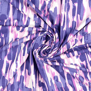 Painterly Lanes Purple Viscose Jersey Fabric