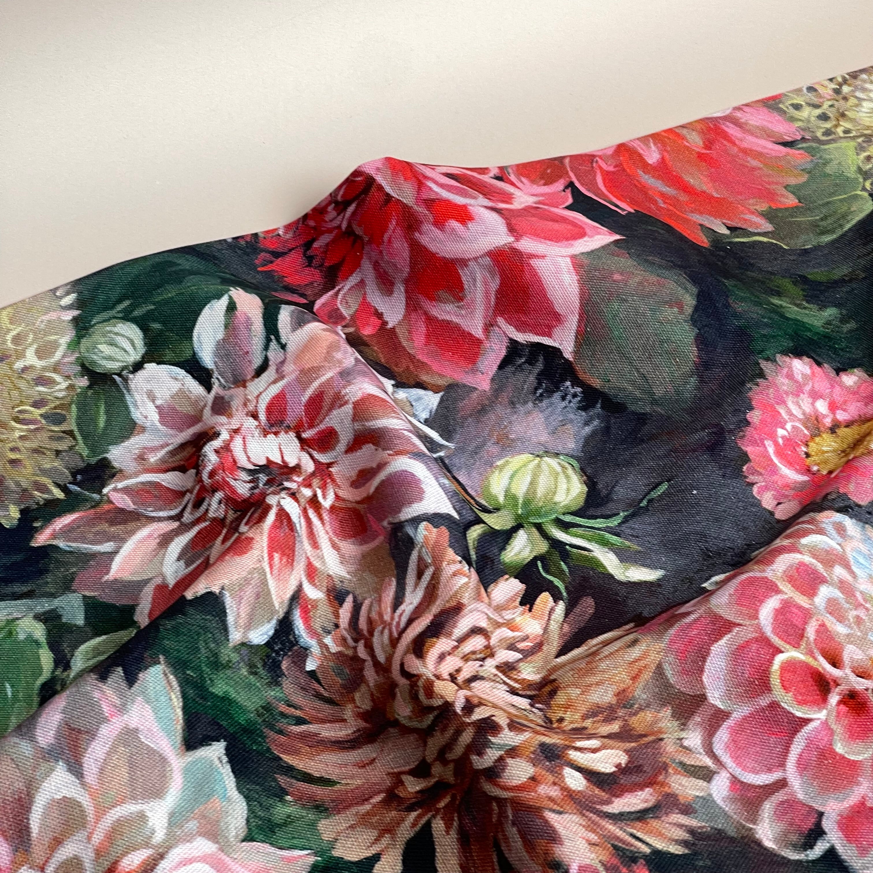 Peonies Cotton Canvas Fabric