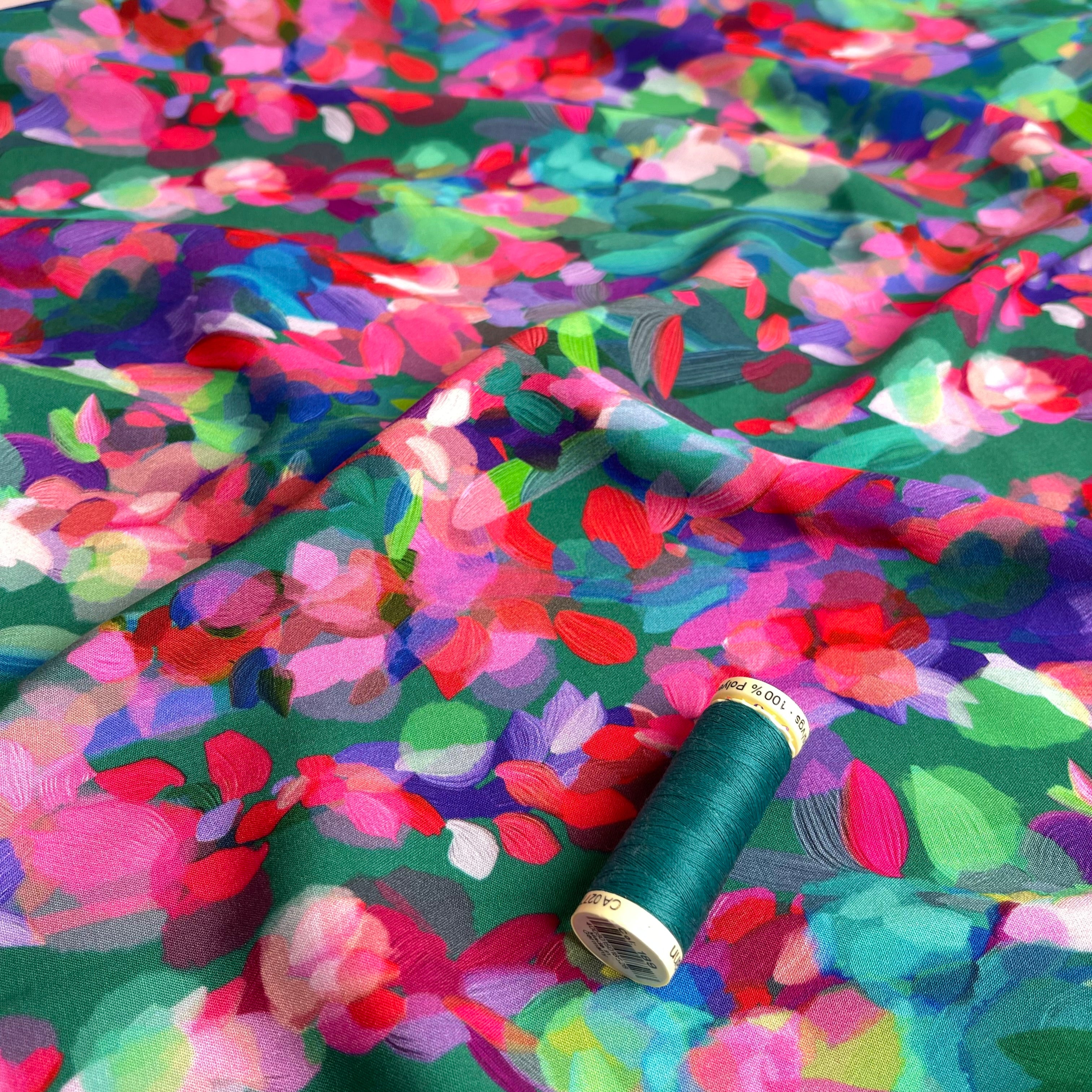 Summer Party - Lupine Petals Green ECOVERO™ Viscose