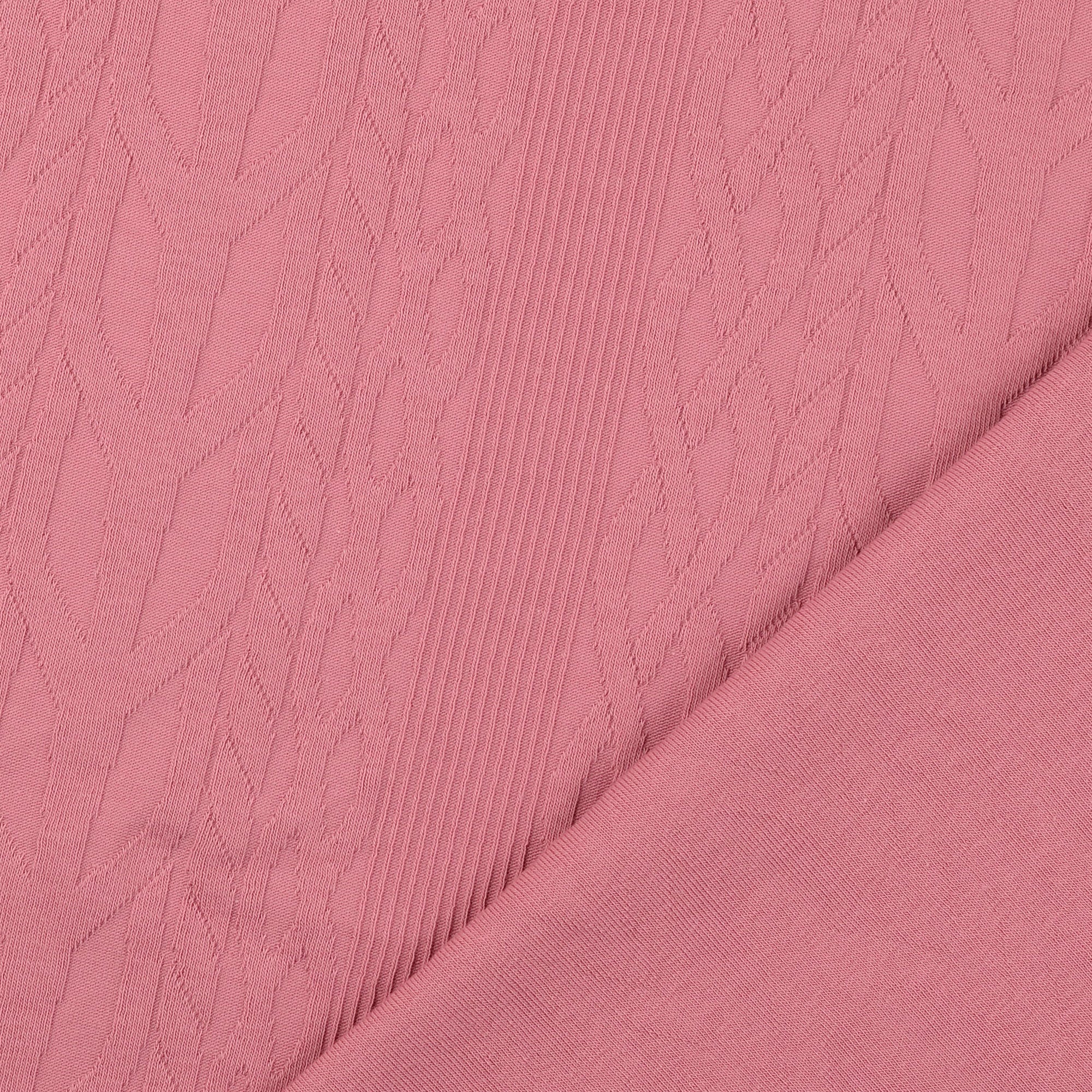 REMNANT 1.57 Metre - Cotton Cable Knit Fabric in Pink