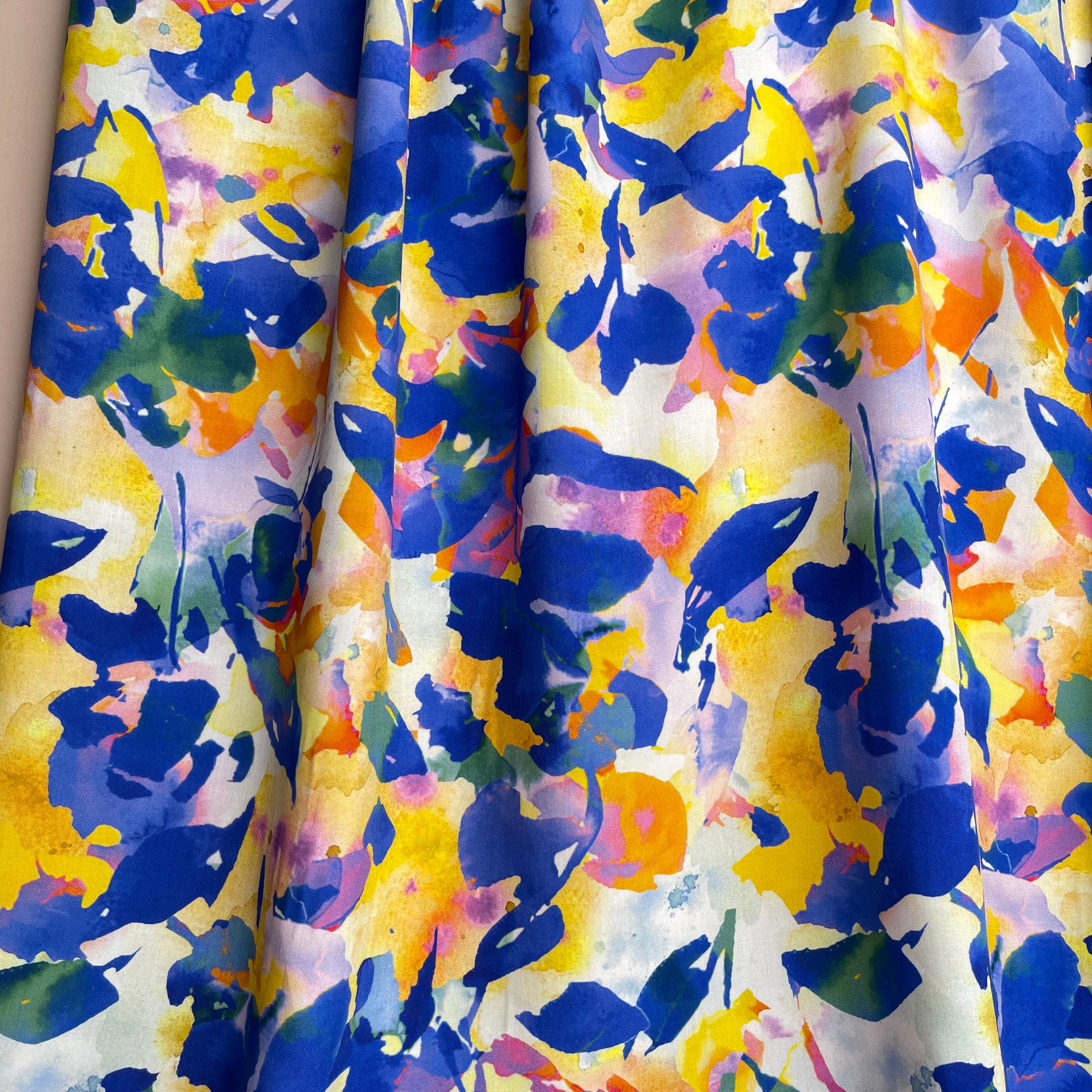 Golden Foliage Viscose Fabric