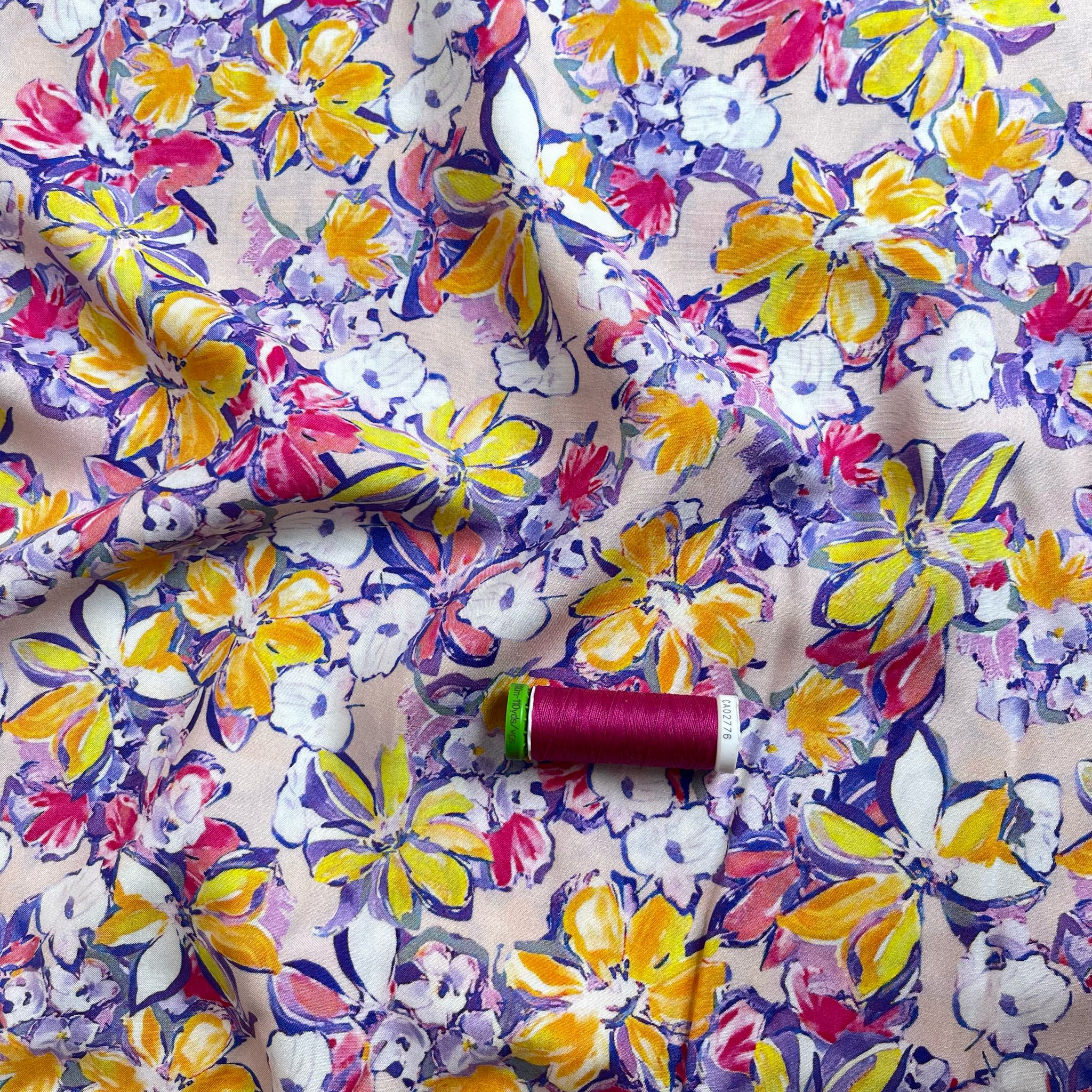 Paintbrush Flowers LENZING™ ECOVERO™ Viscose Fabric