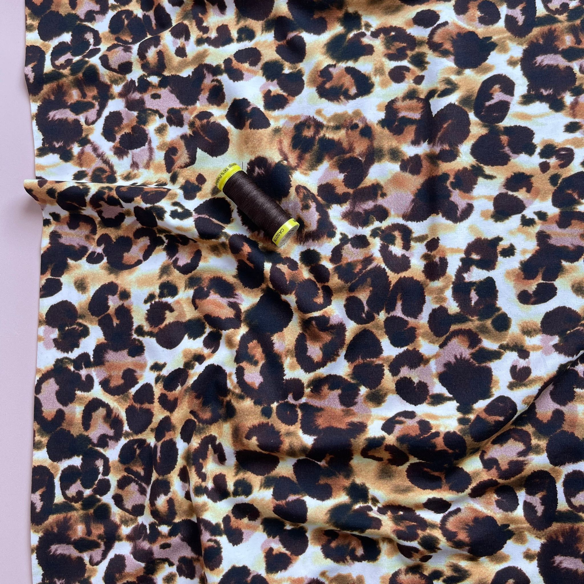 REMNANT 1.07 Metres - Danish Design -Bold Leopard Spots Cotton Jersey Fabric