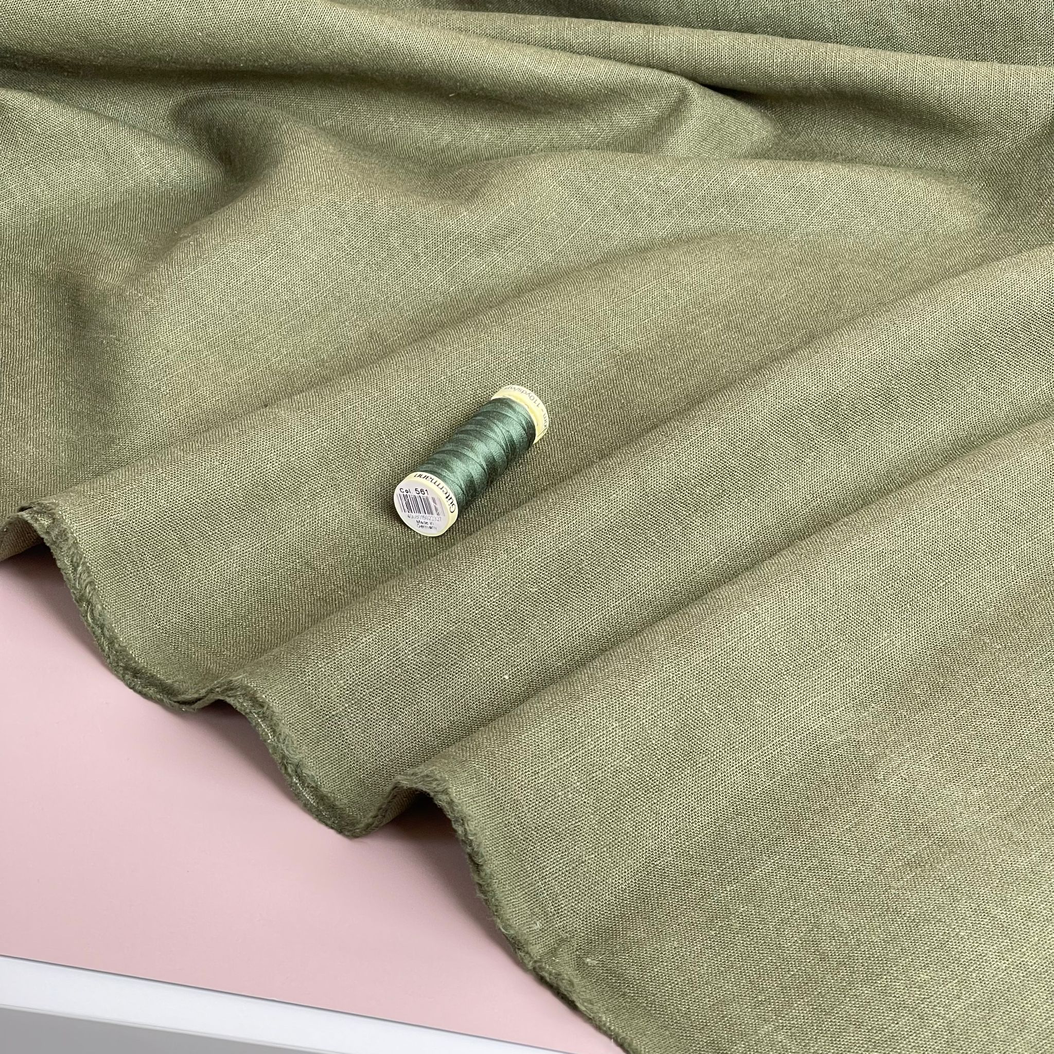 REMNANT 1.74 Metres - Breeze Twist of Lime - Enzyme Washed Linen Cotton Fabric