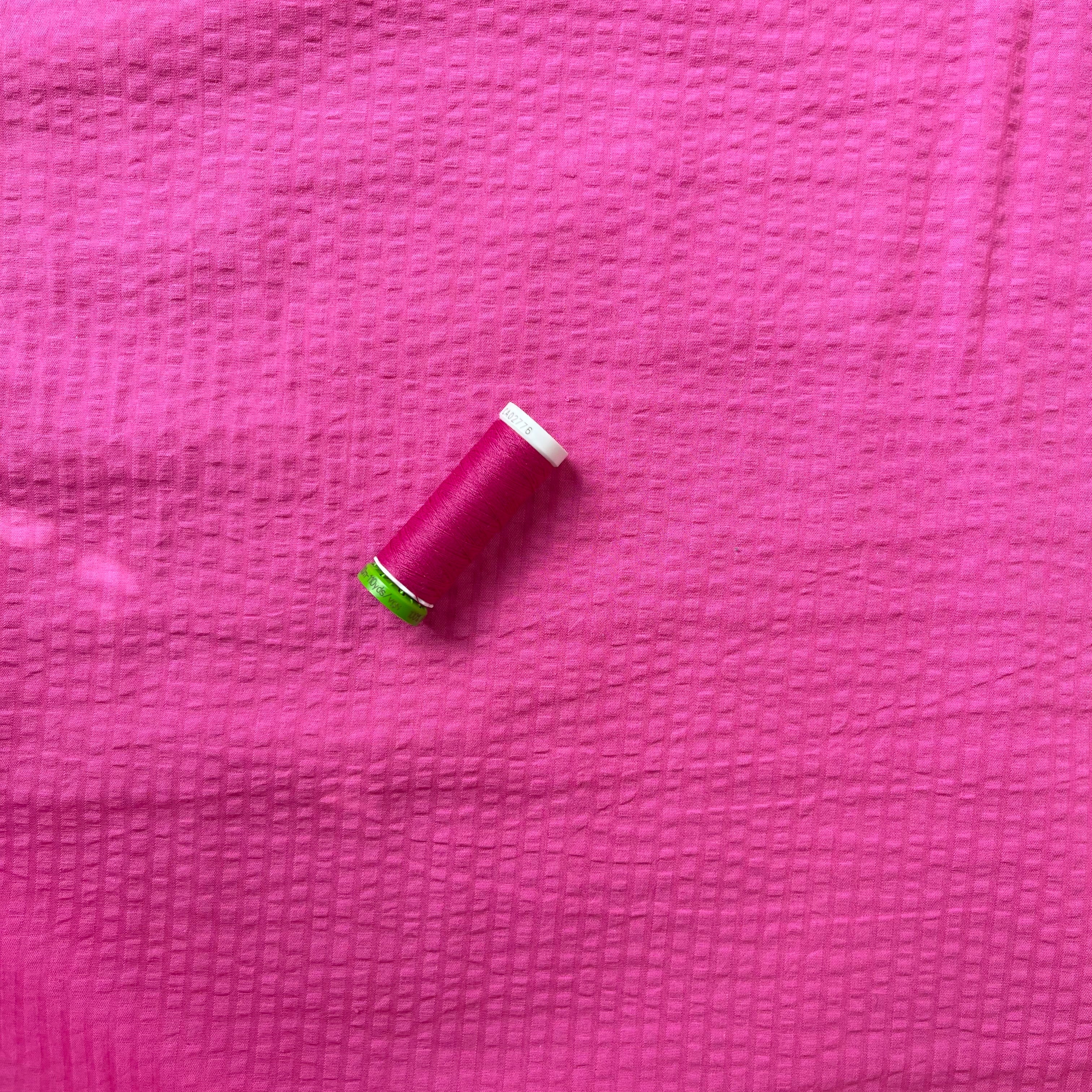 Pink Cotton Jacquard Seersucker Fabric