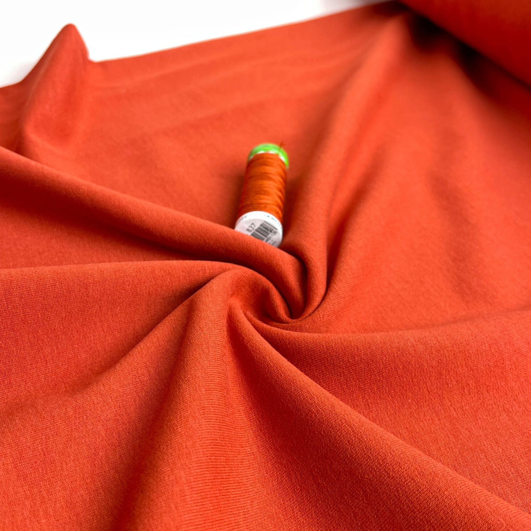 Peach Soft GOTS Organic Cotton Sweat-shirting in Burnt Orange