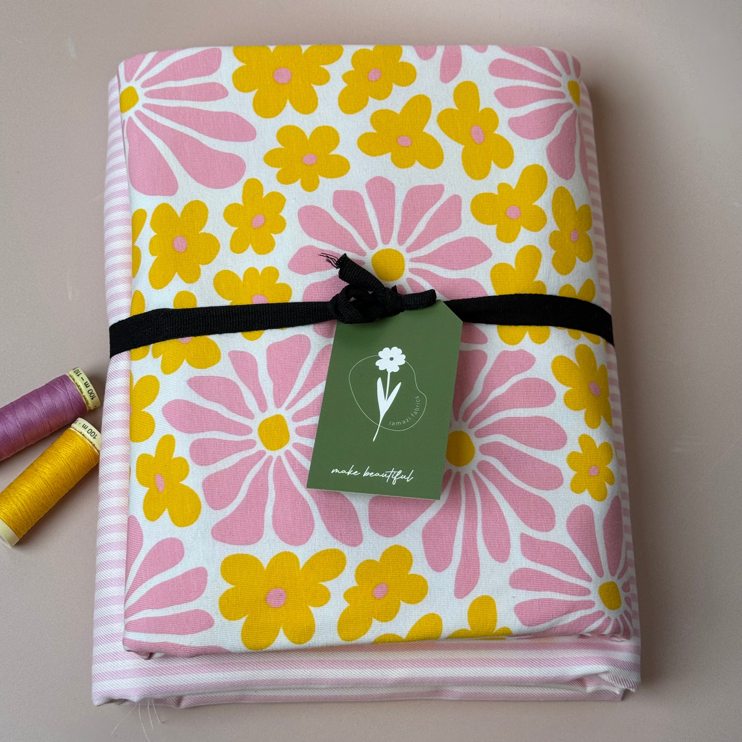 Limited Edition - Luxury Pyjama Kit with Pink Stripe Cotton and Flower Jersey