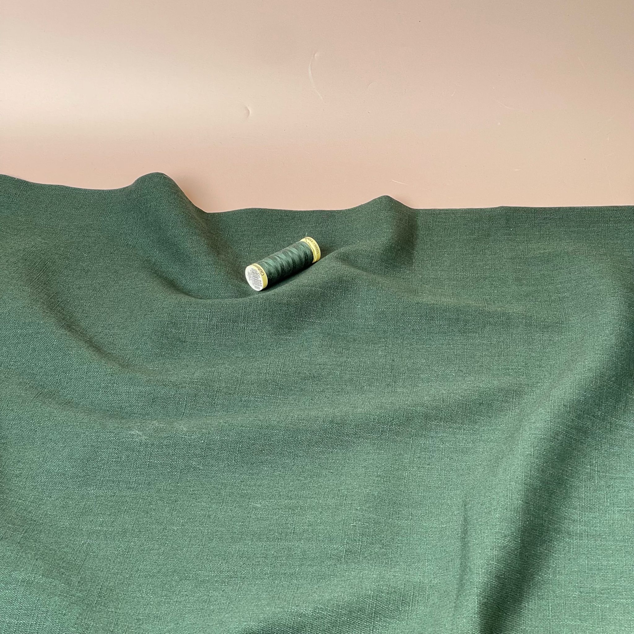 REMNANT 0.95 Metre - Breeze Forest Green - Enzyme Washed Linen Cotton Fabric