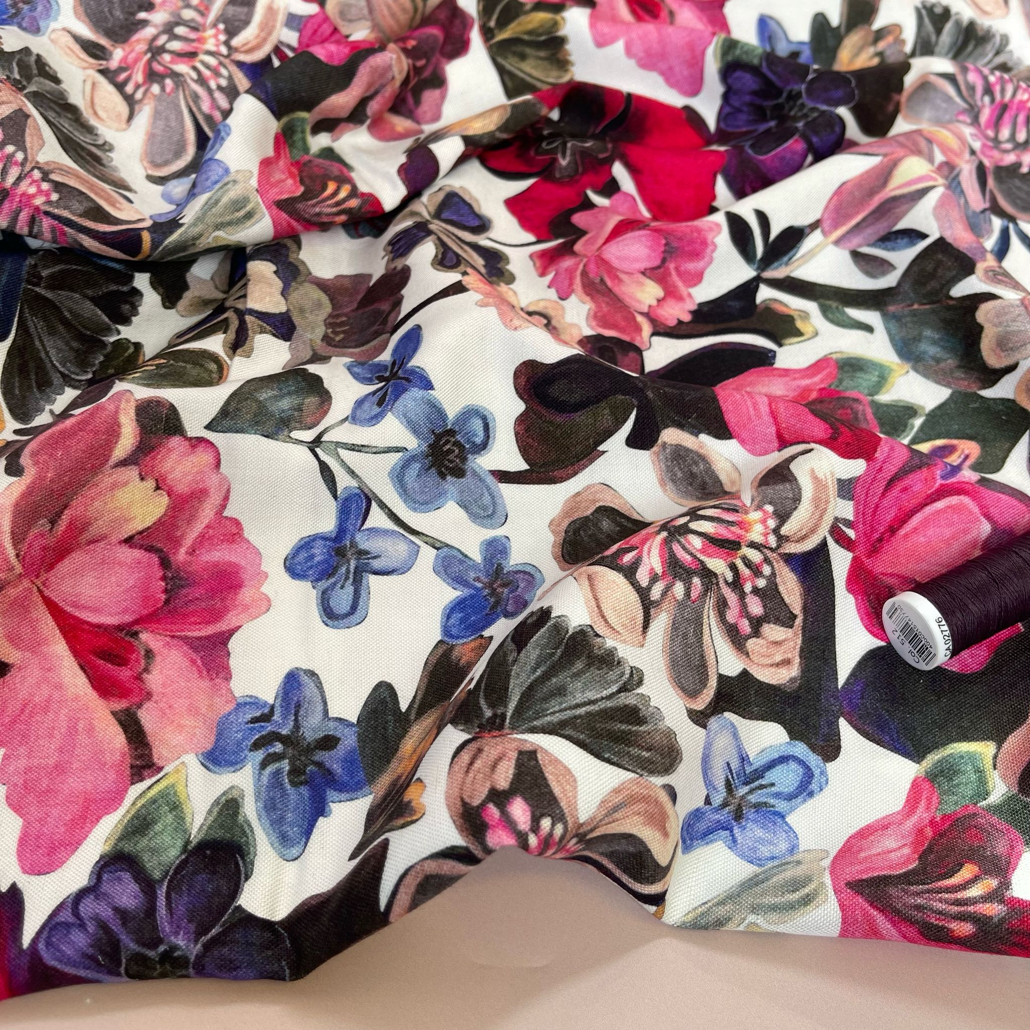 Vintage Blooms Viscose Linen Fabric