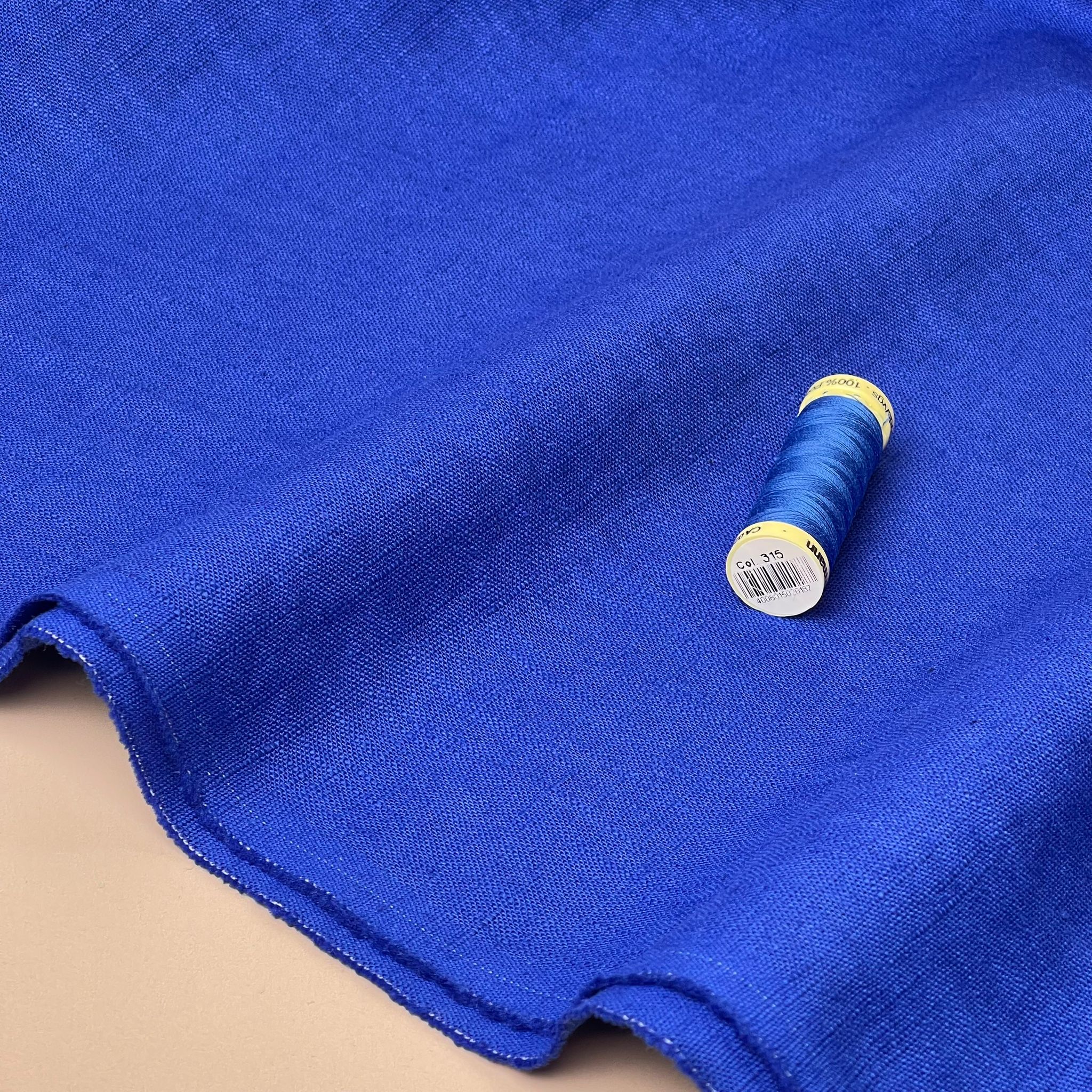 Breeze Royal Blue - Enzyme Washed Linen Cotton Fabric