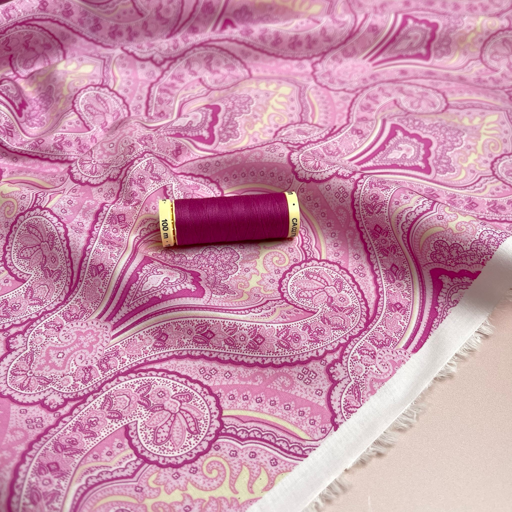 Pink Paisley Cotton Lawn Fabric