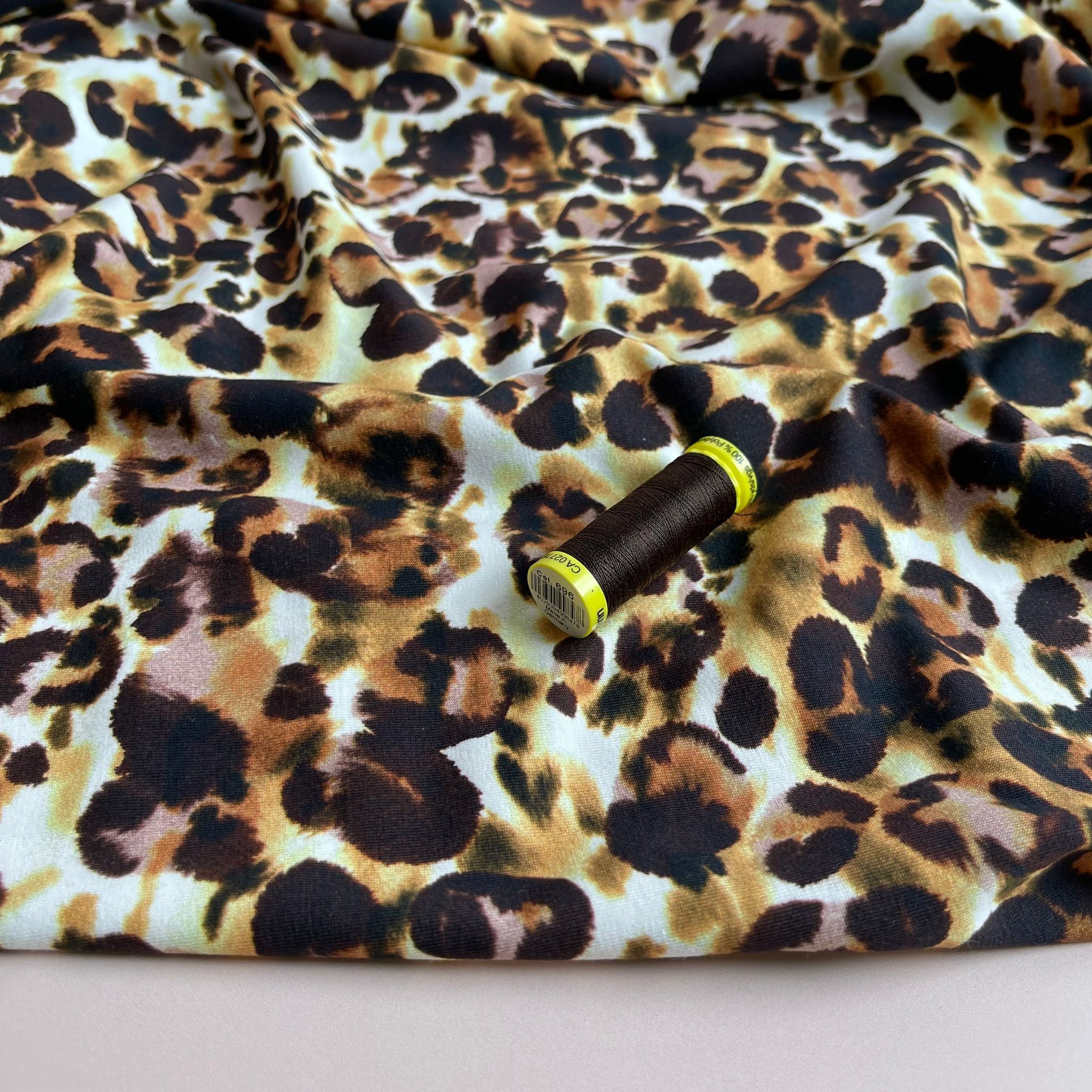 REMNANT 1.07 Metres - Danish Design -Bold Leopard Spots Cotton Jersey Fabric