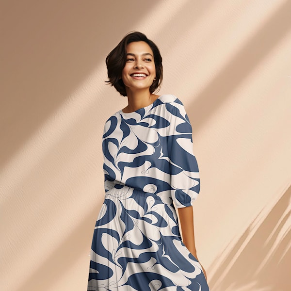 Light & Lush -Abstract Swirls Viscose Twill Fabric