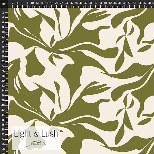 Light & Lush - Bold Leaves in Green Viscose Twill Fabric