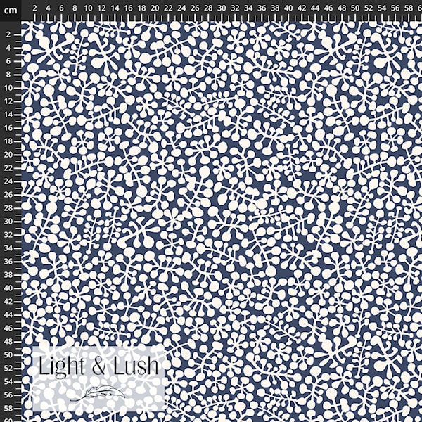 Light & Lush - Berry Shadows on Navy Viscose Twill Fabric