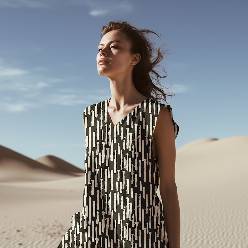 Light & Lush - Monochrome Bricks Viscose Twill Fabric