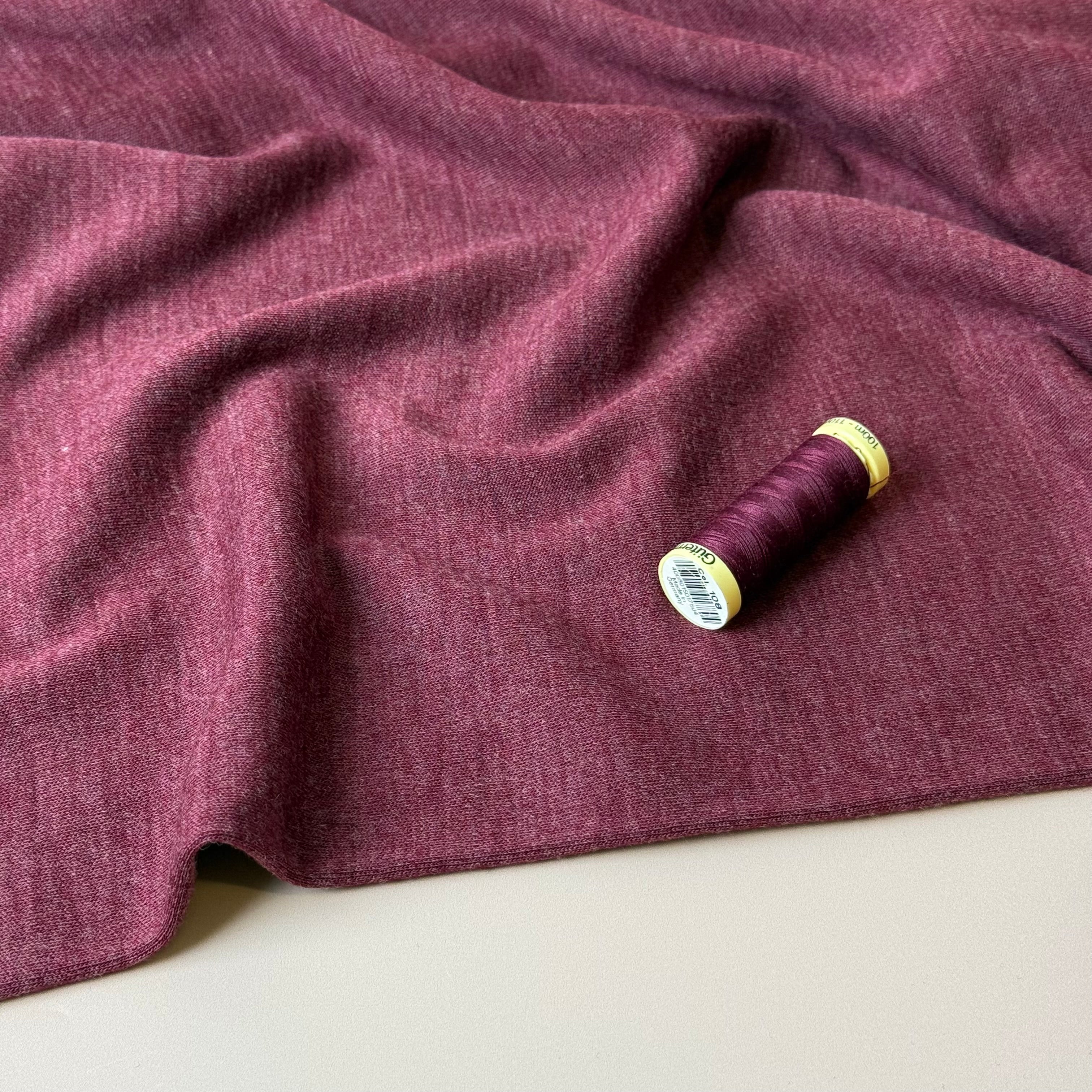 Pure Merino Wool Sweater Knit in Burdeaux Melange