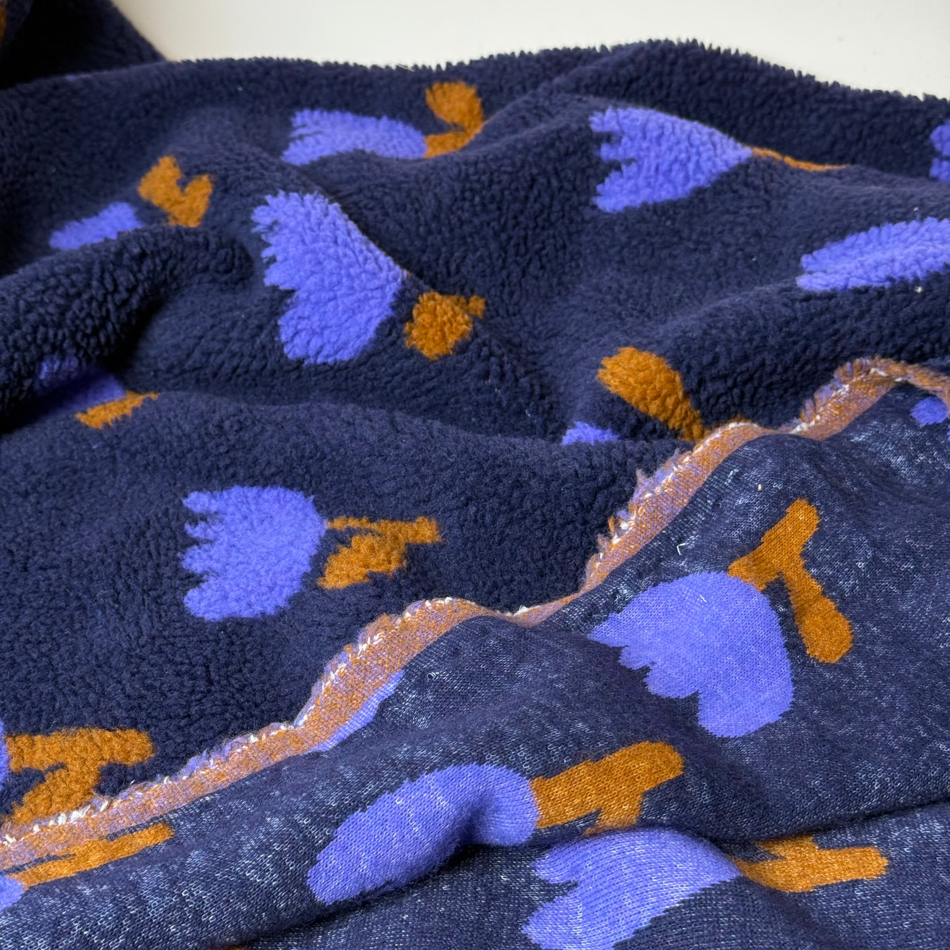 Poppies on Navy Teddy Coating Fabric