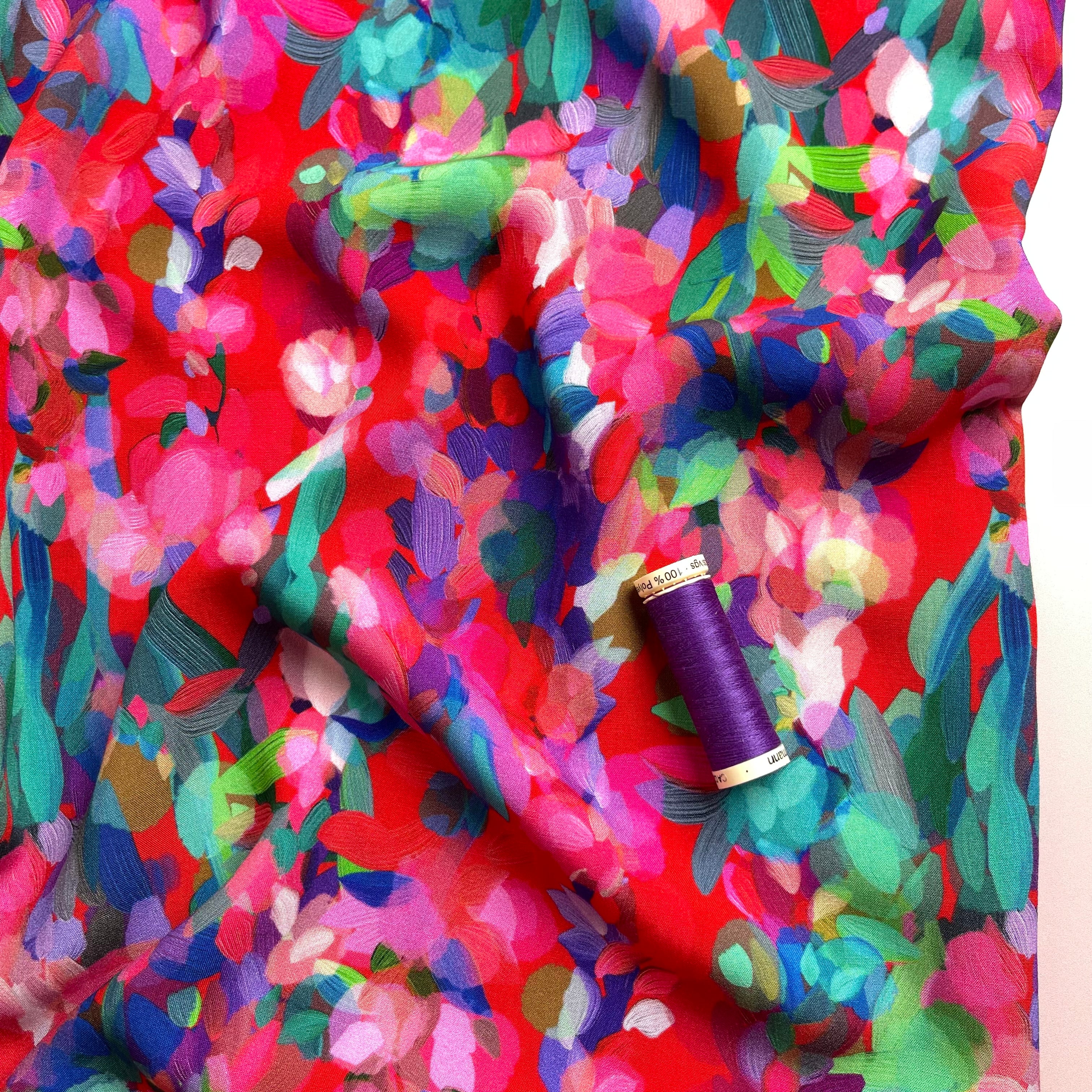 Summer Party - Lupine Petals Red ECOVERO™ Viscose