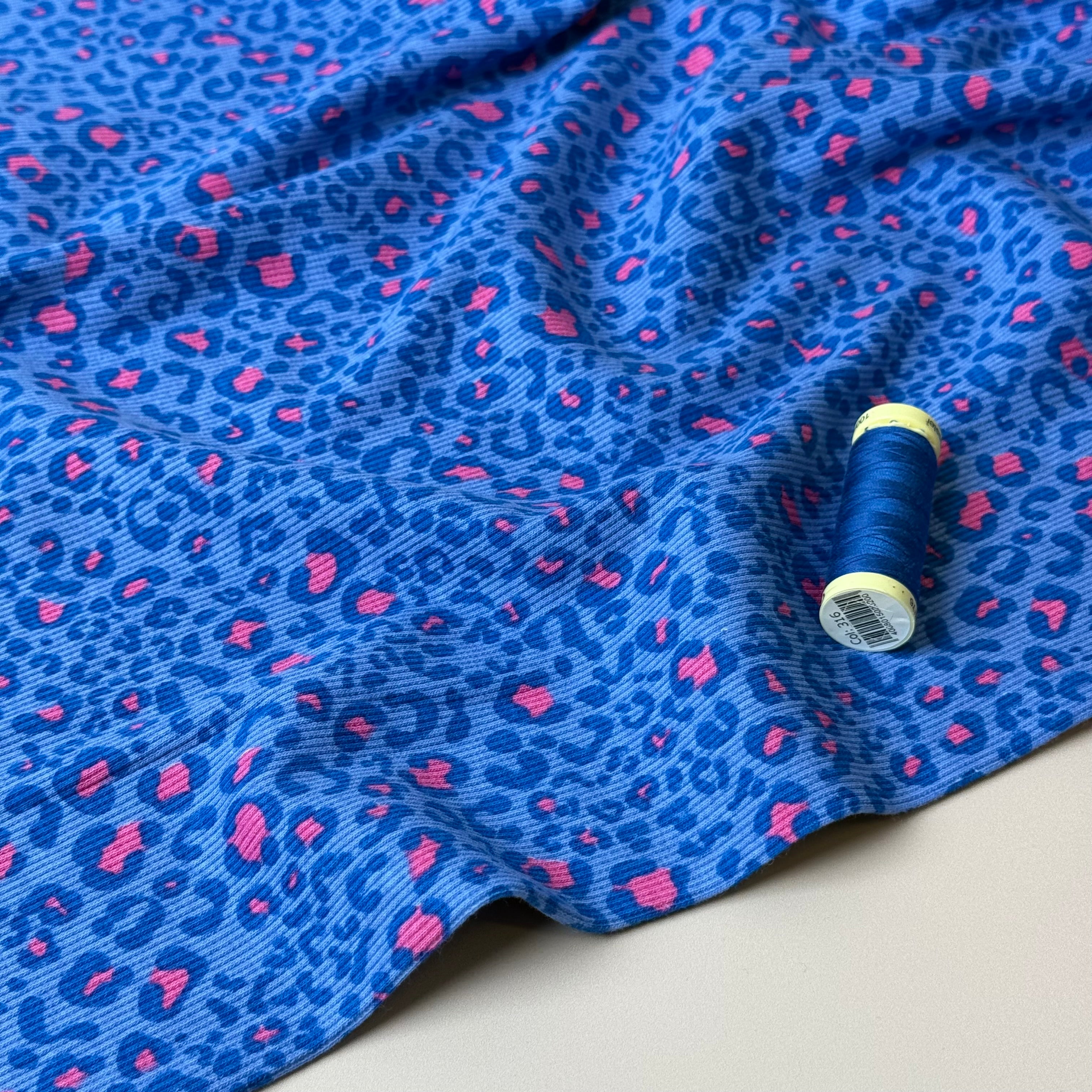 Animal Print Cobalt Cotton Ribbed Jersey