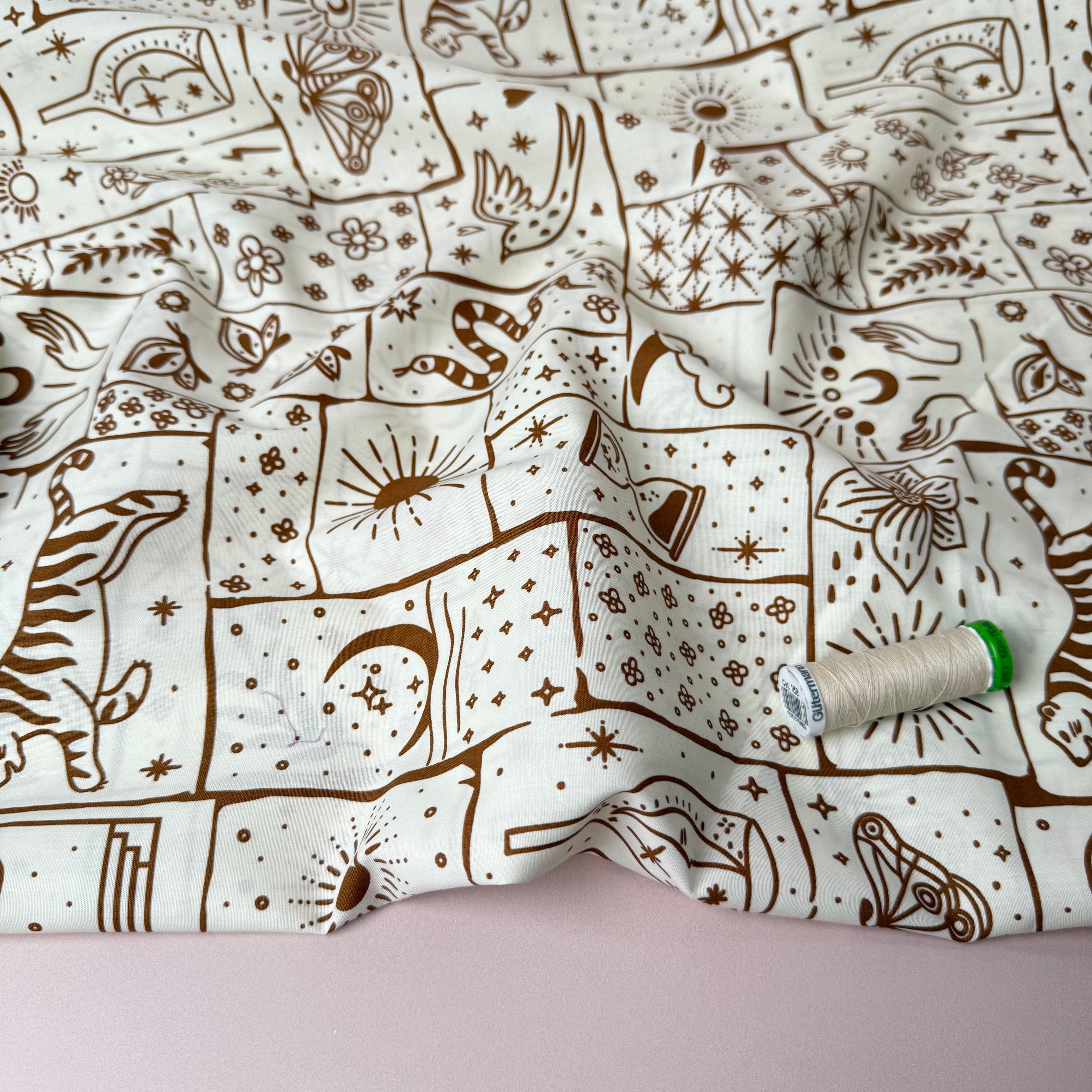 Boho Off-White Cotton Poplin Fabric