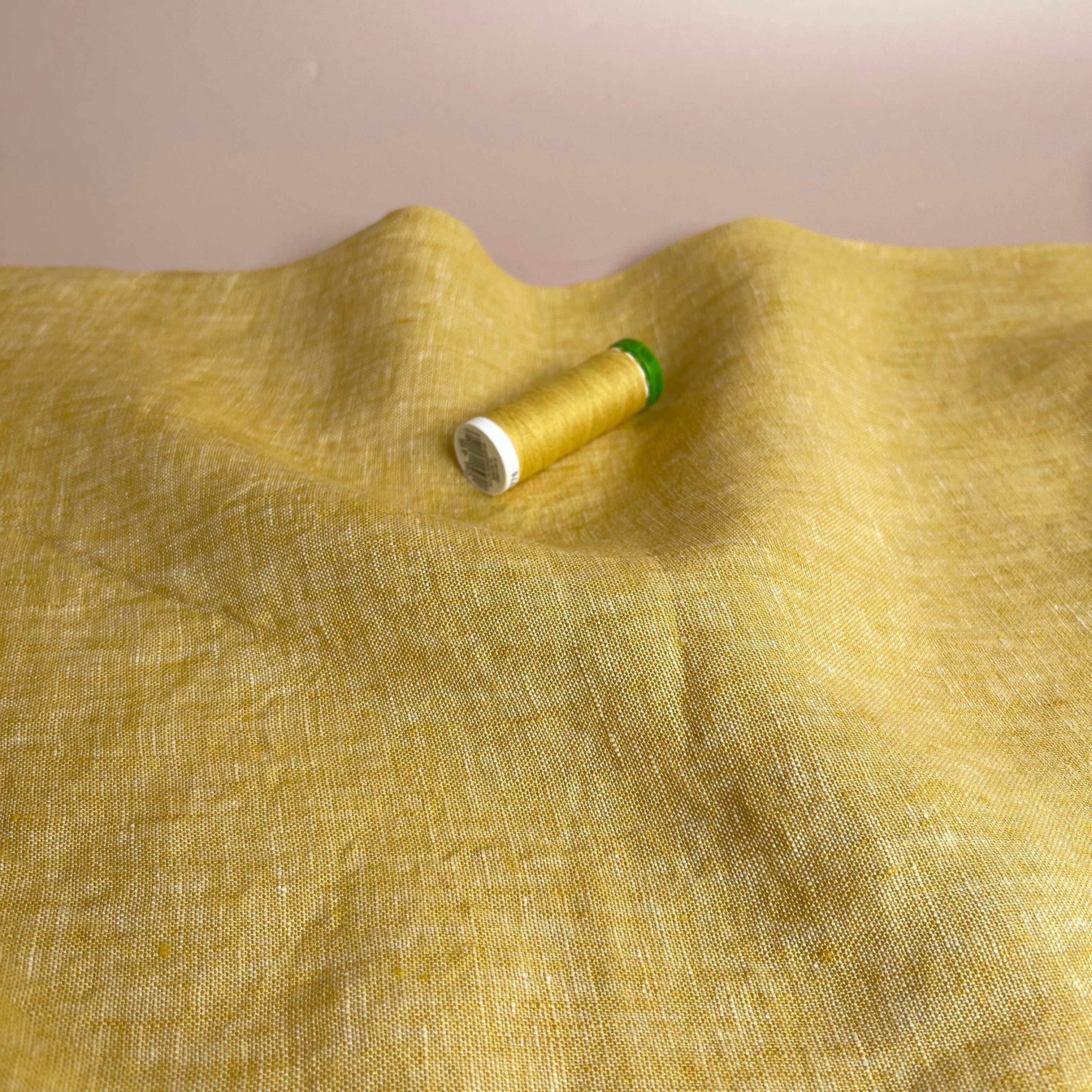 Yarn Dyed Pure Linen Fabric in Yellow