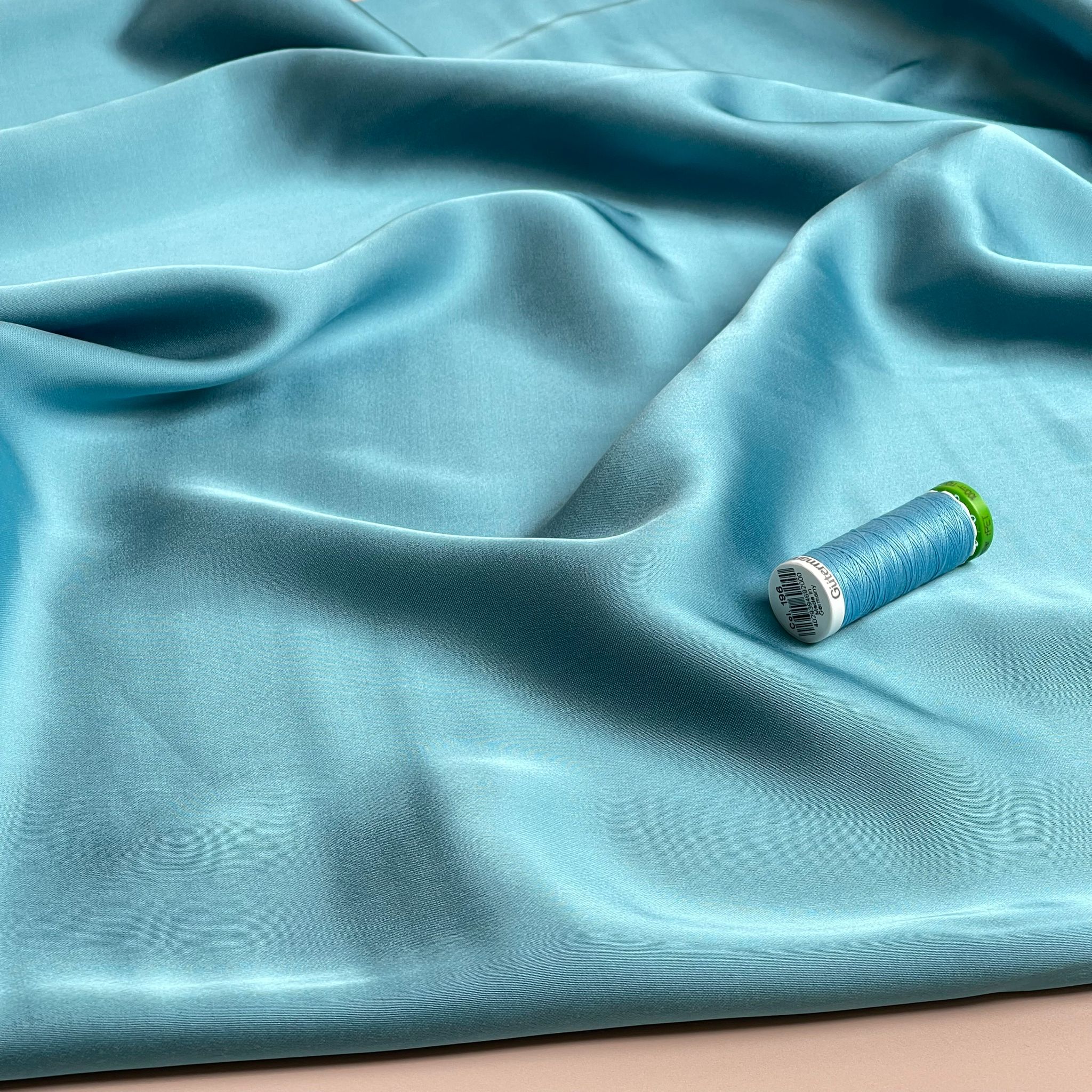 Turquoise Solid Viscose Sateen Fabric