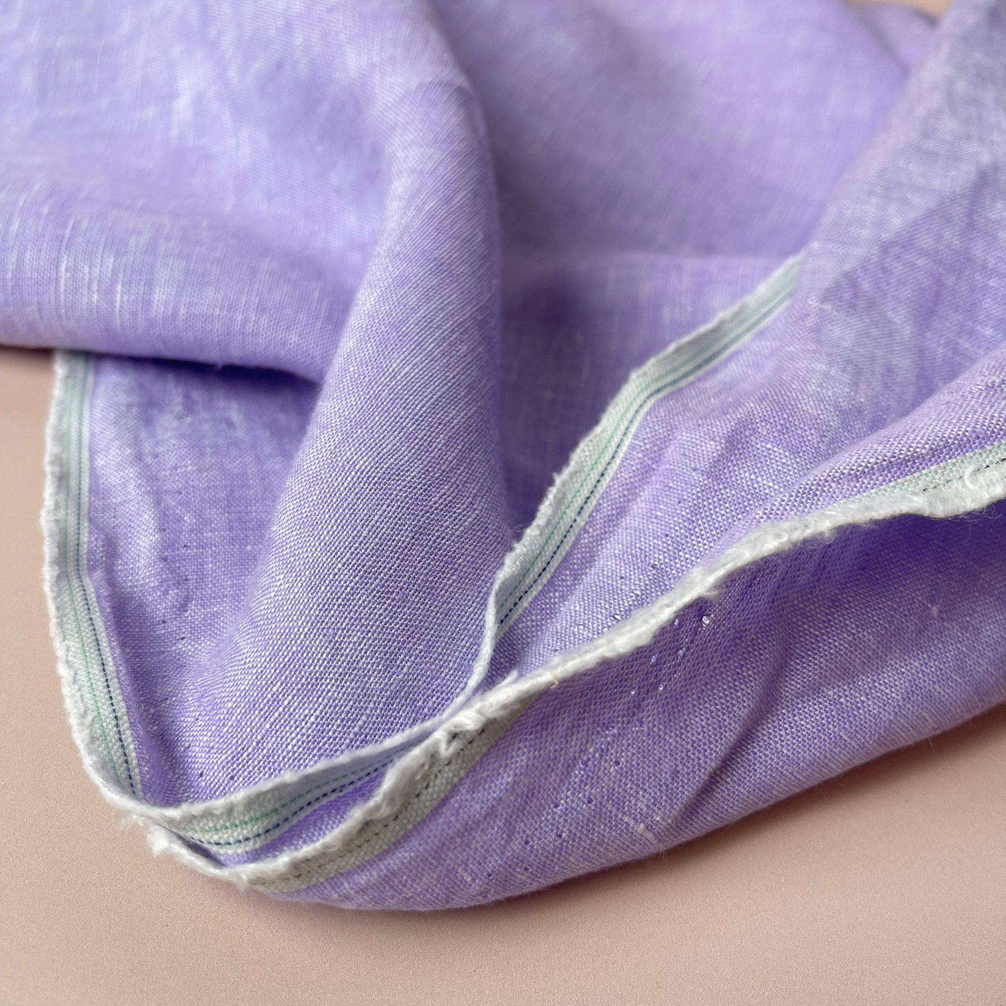 Yarn Dyed Pure Linen Fabric in Lilac