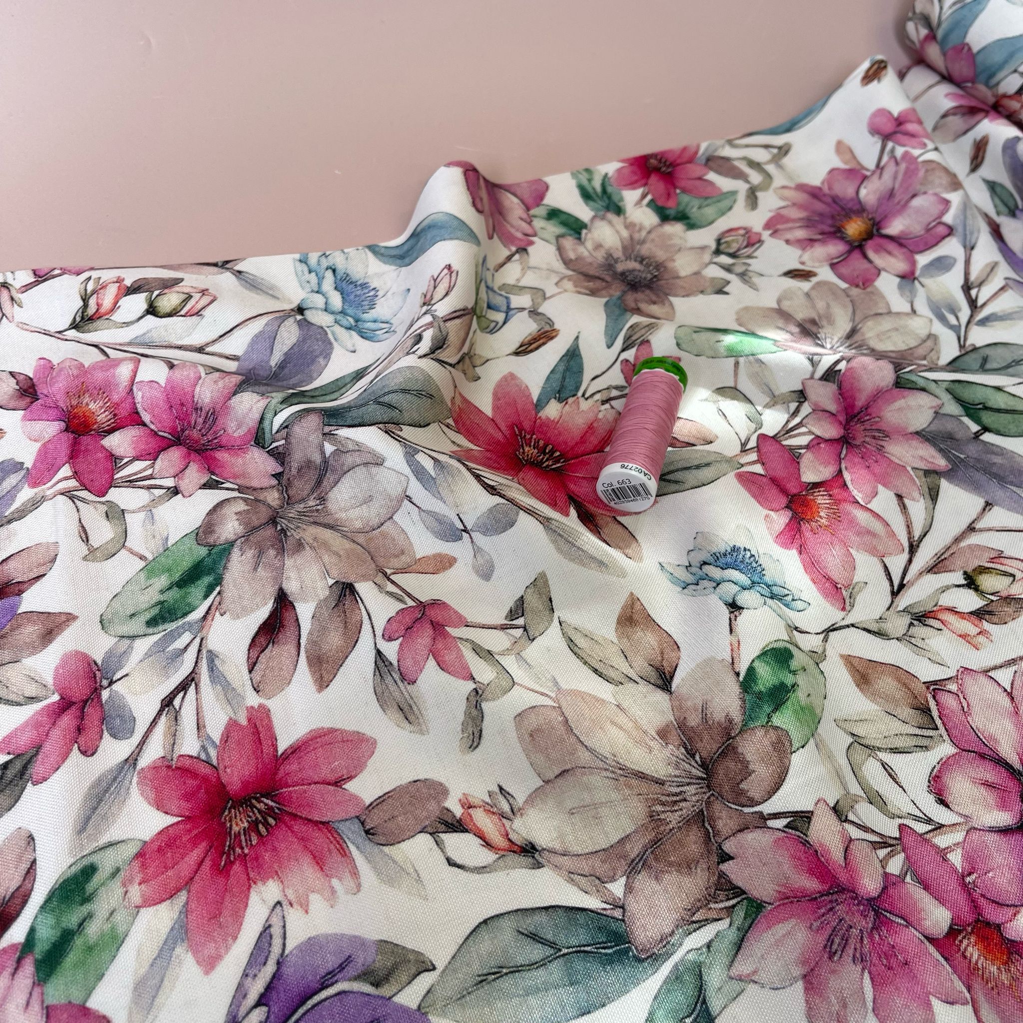 Painted Vintage Blooms Viscose Linen Fabric
