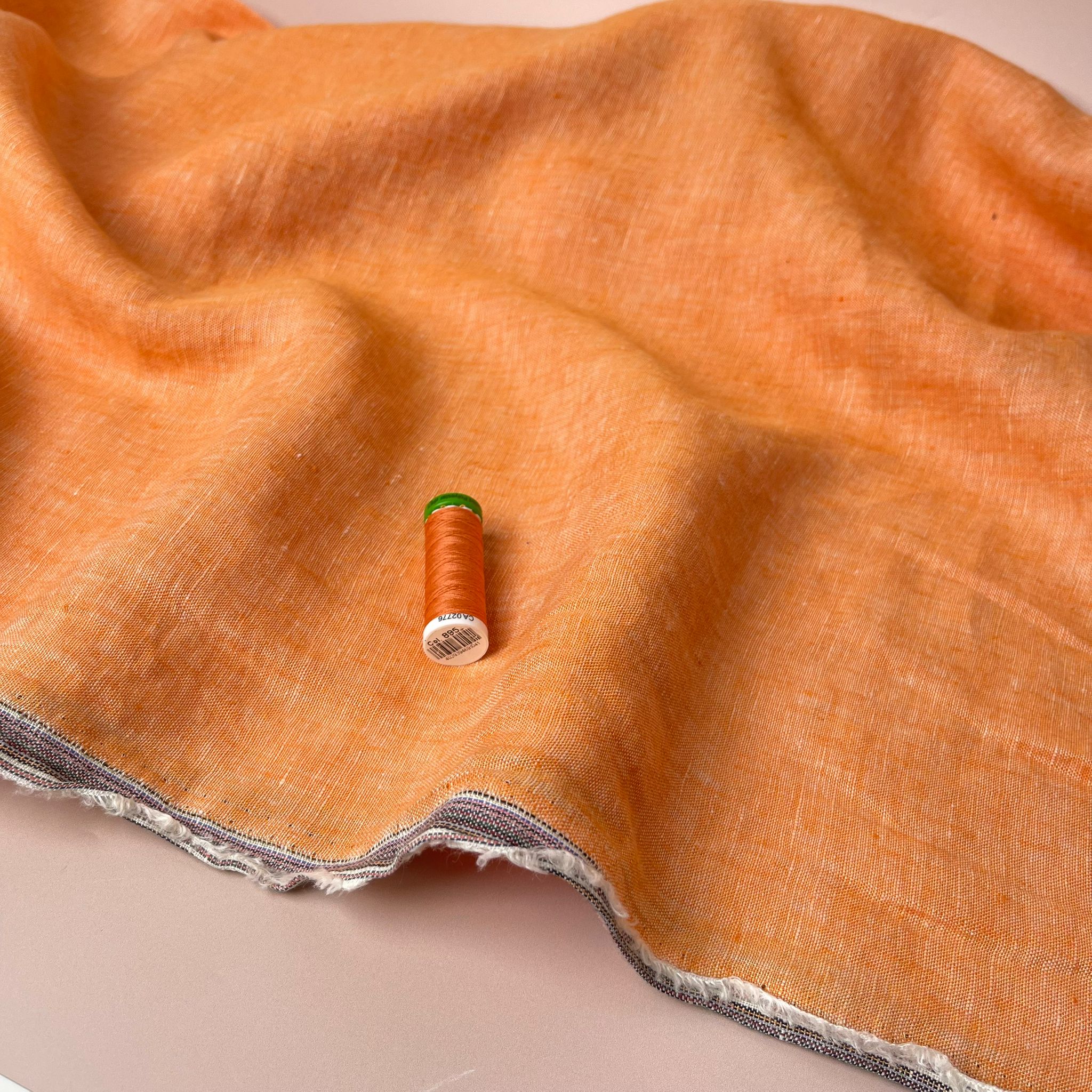 Yarn Dyed Pure Linen Fabric in Apricot